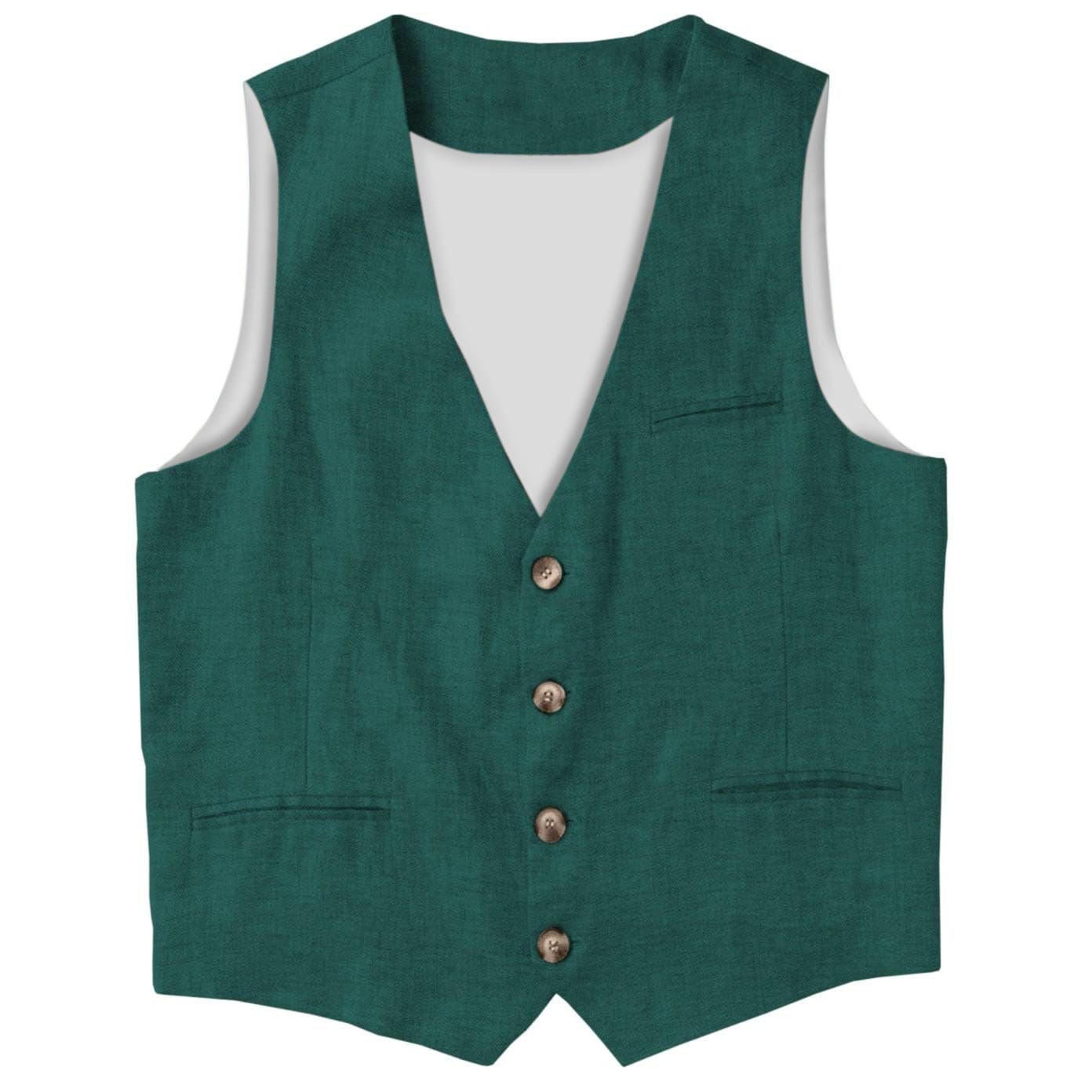 Ceehuteey Ceehuteey Men's Linen V Neck Vest Summer Leisure Waistcoat