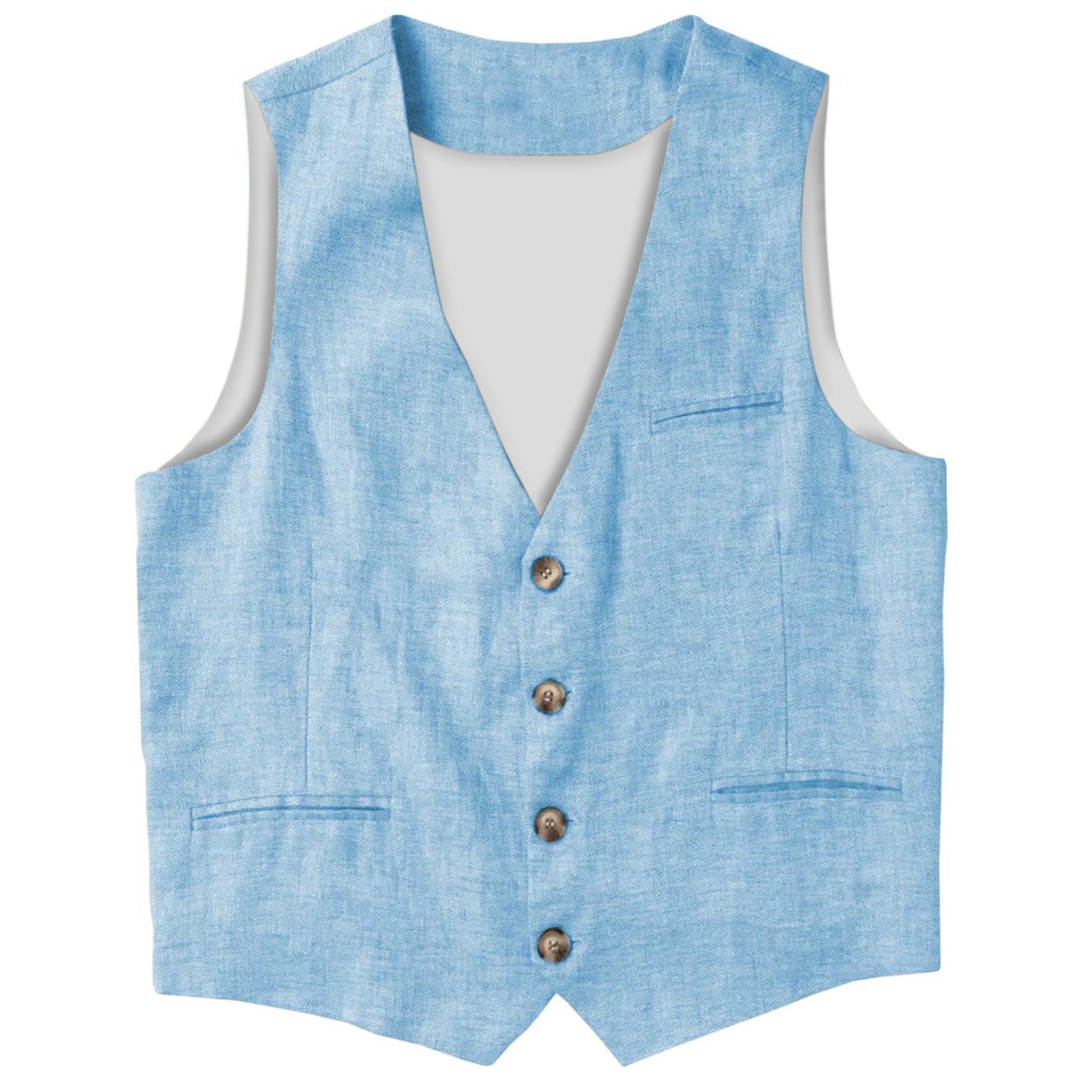 Ceehuteey Ceehuteey Men's Linen V Neck Vest Summer Leisure Waistcoat