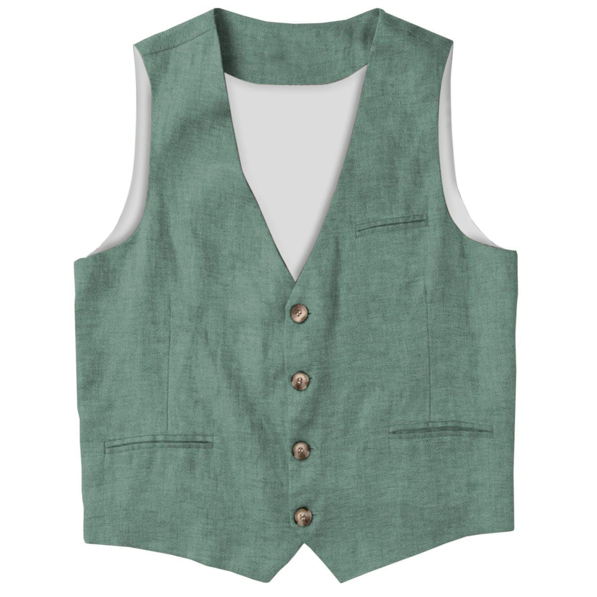 Ceehuteey Ceehuteey Men's Linen V Neck Vest Summer Leisure Waistcoat