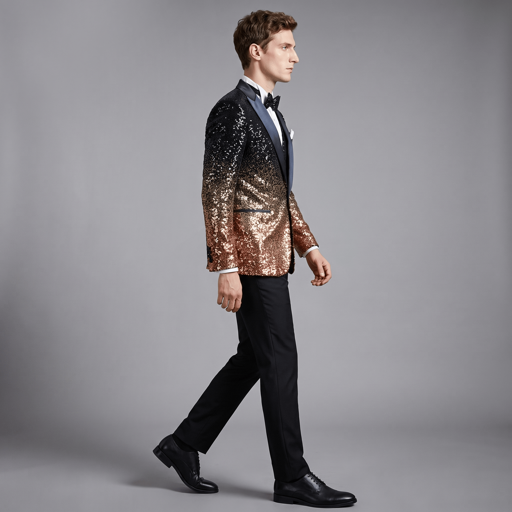 Ceehuteey Ceehuteey Men's Shiny Sequins 3 Piece Suit Blazer One Button Prom (Blazer + Vest + Pants)