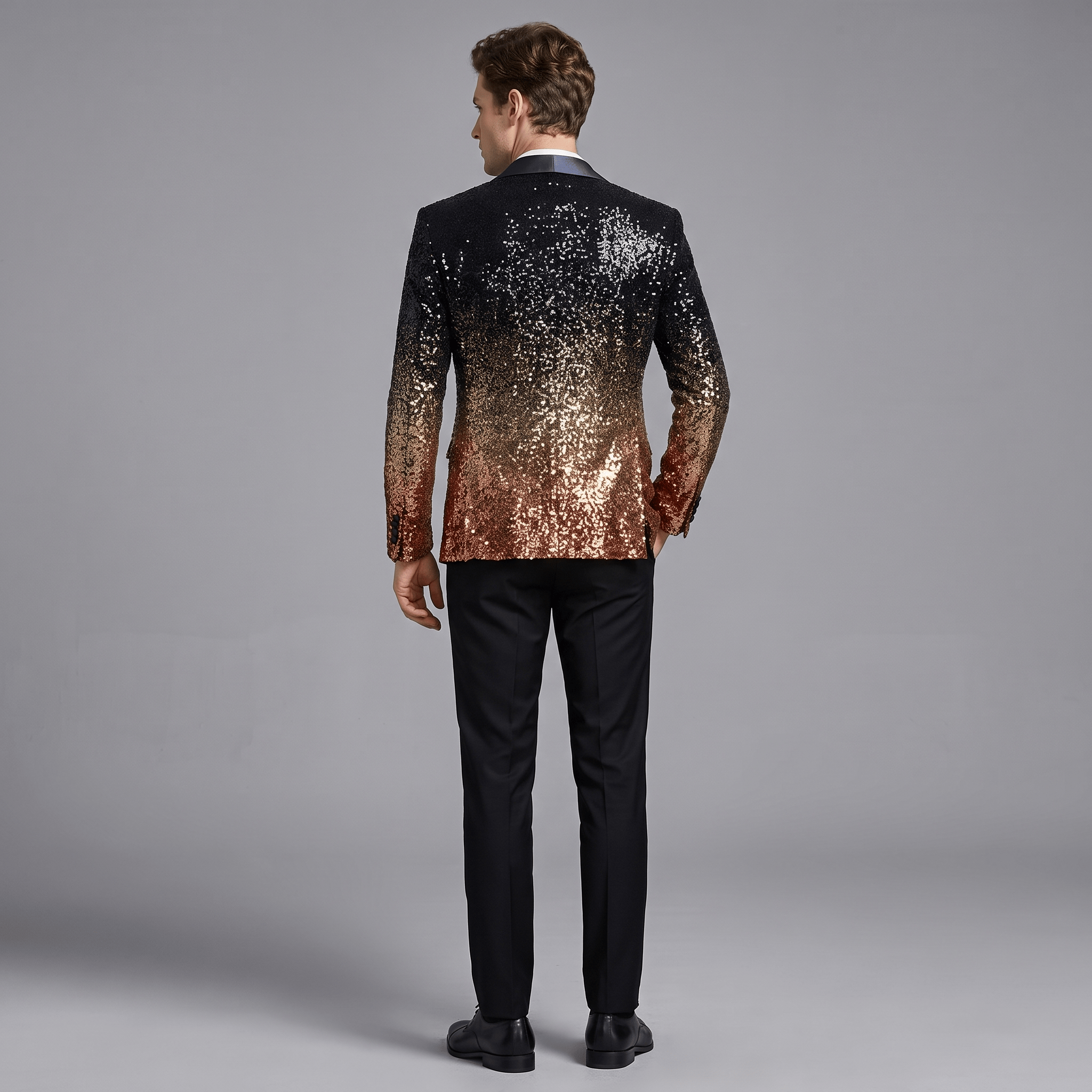 Ceehuteey Ceehuteey Men's Shiny Sequins 3 Piece Suit Blazer One Button Prom (Blazer + Vest + Pants)