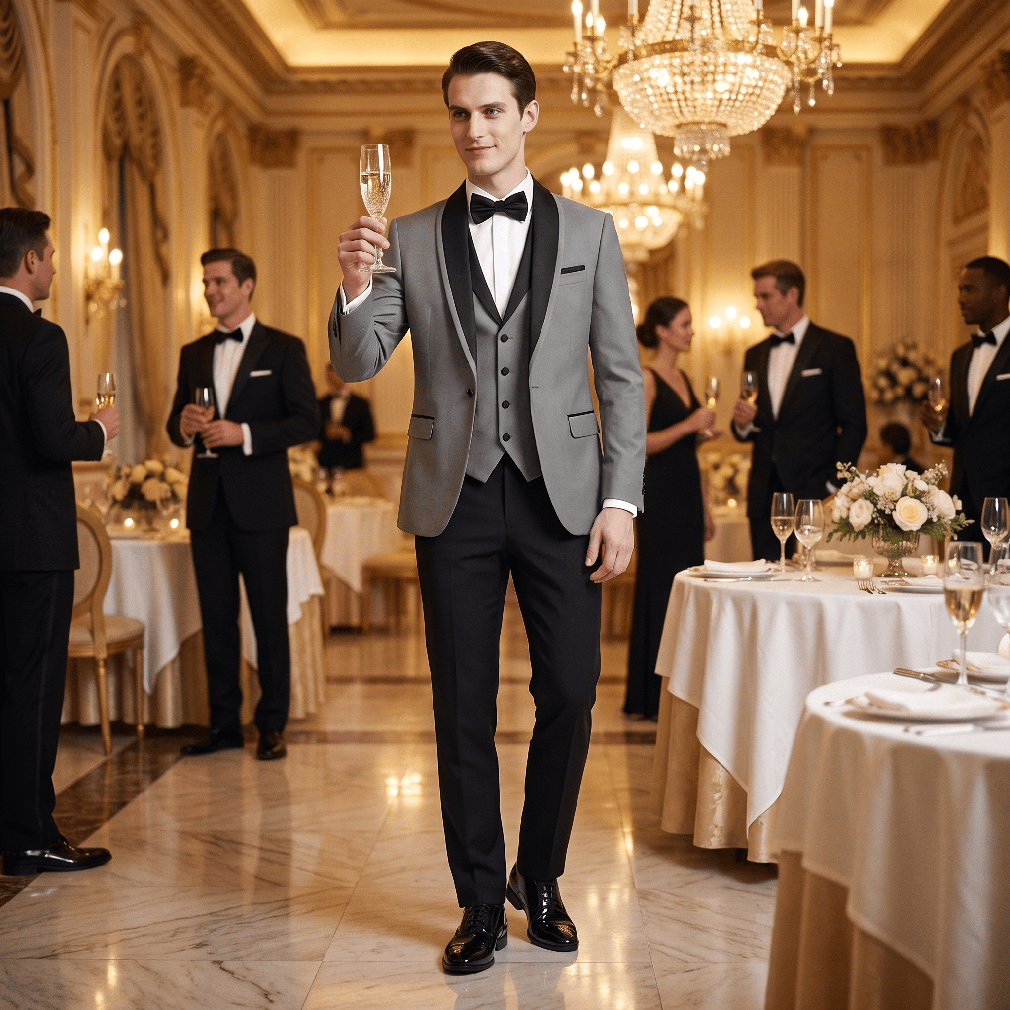 Ceehuteey Ceehuteey Men's Suit 3 Pieces Shawl Lapel Tuxedos For Wedding (Blazer+Vest+Pants)