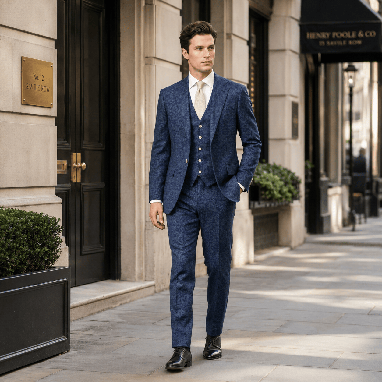 Ceehuteey Ceehuteey Mens Tweed Herringbone Suits 3 Piece Suits Groom Suits