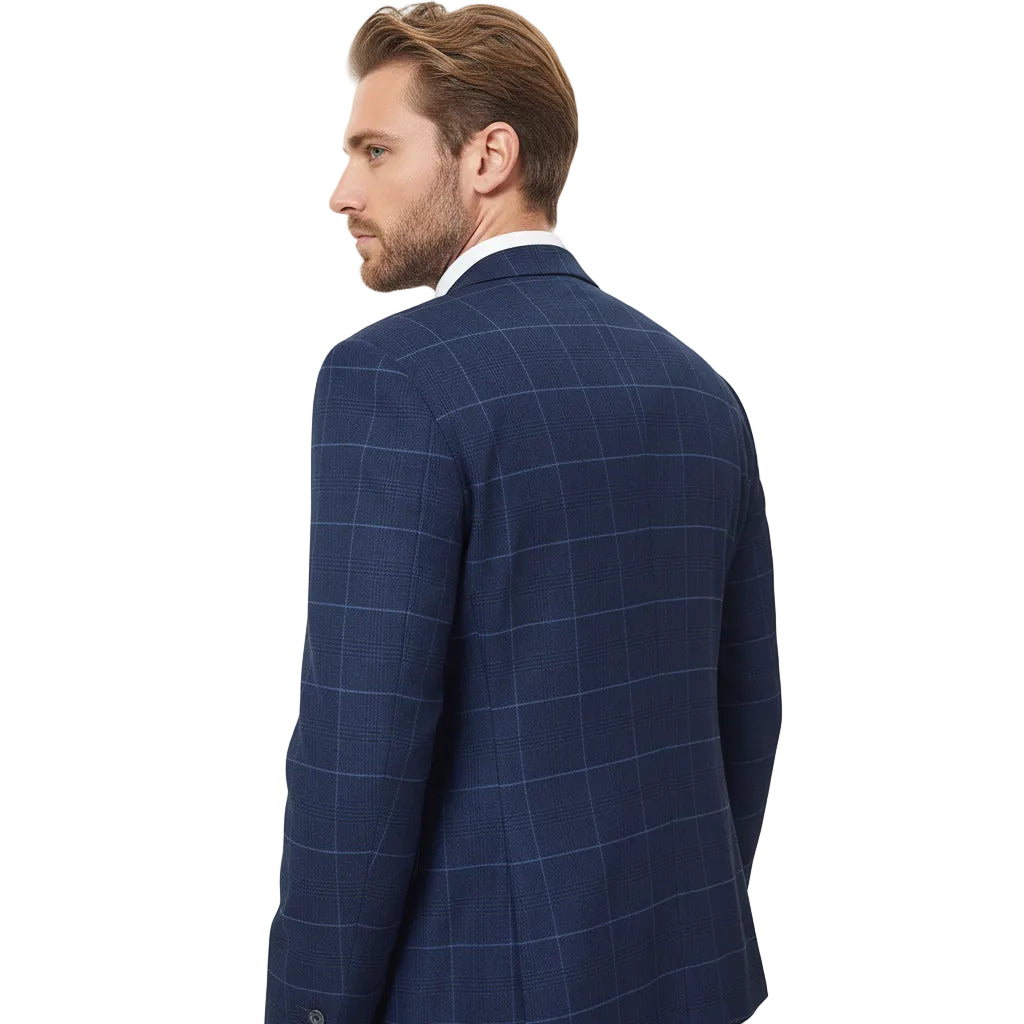 ceehuteey Ceehuteey Vintage Fashion Classic Men's 3 Pieces Plaid Notch Lapel Suit (Blazer+vest+Pants)