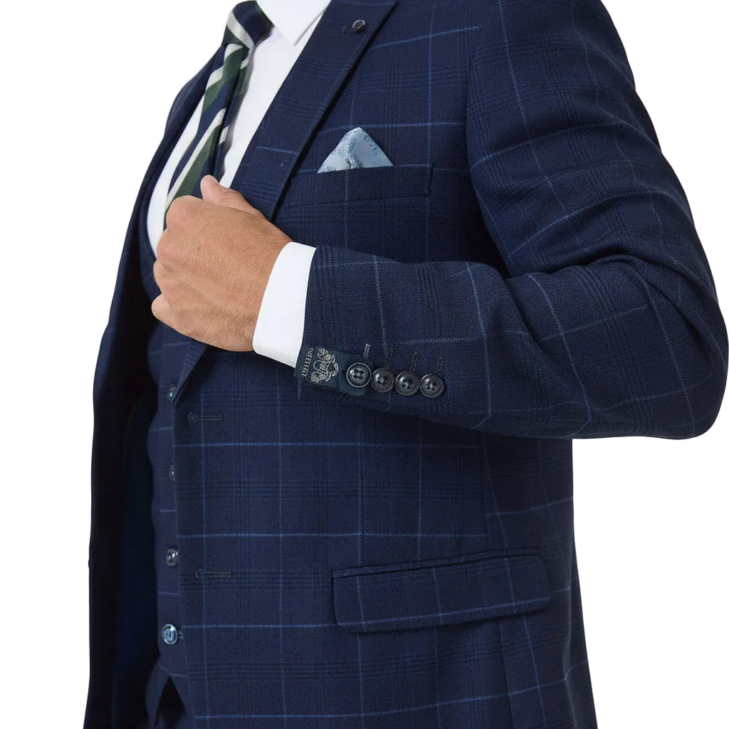 ceehuteey Ceehuteey Vintage Fashion Classic Men's 3 Pieces Plaid Notch Lapel Suit (Blazer+vest+Pants)
