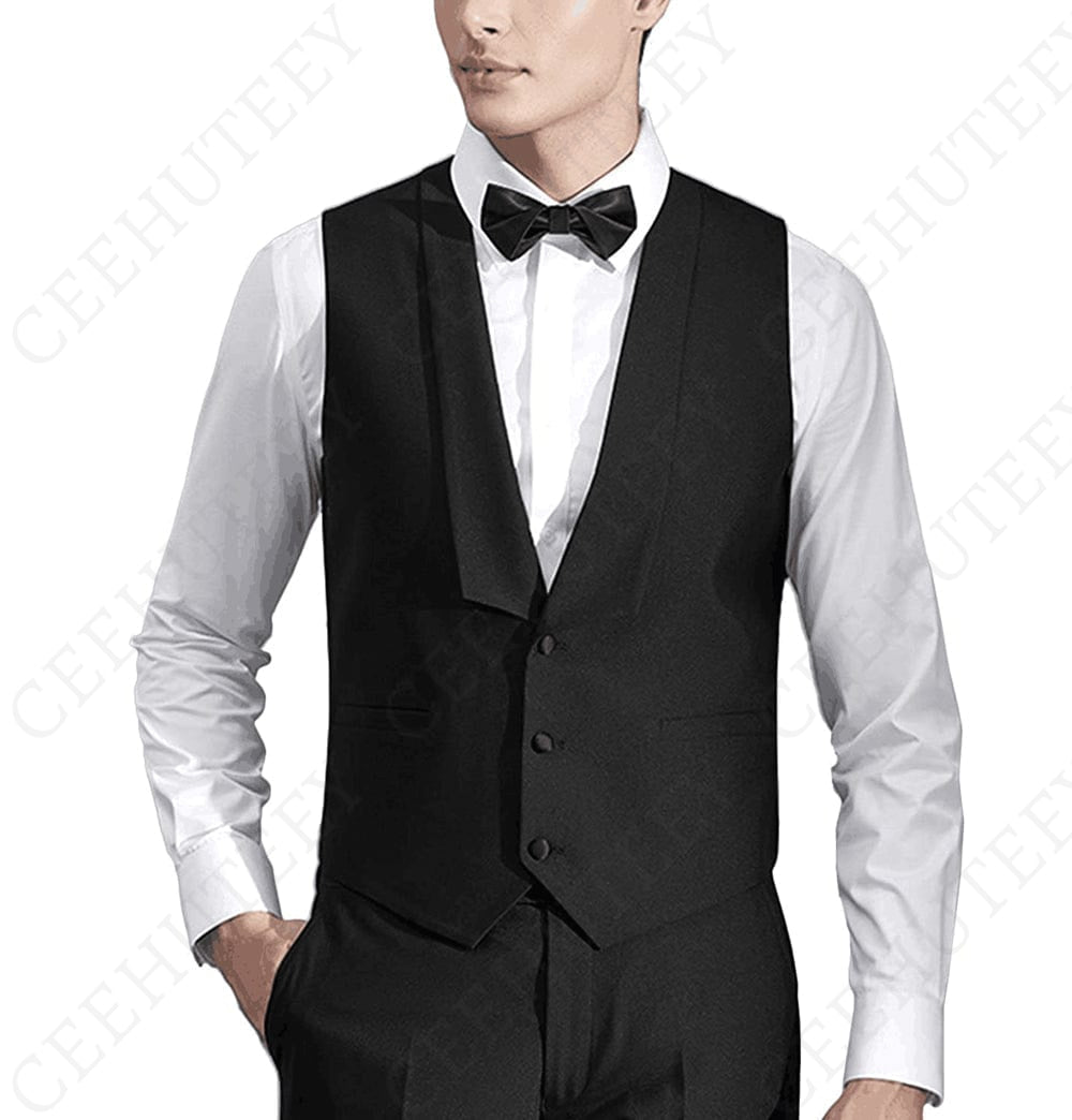 ceehuteey Classic Men's 3 Pieces Tailcoat Slim Fit Peak Lapel Tuxedos Swallow-Tailed Coat Groomsmen (Blazer+vest+Pants)