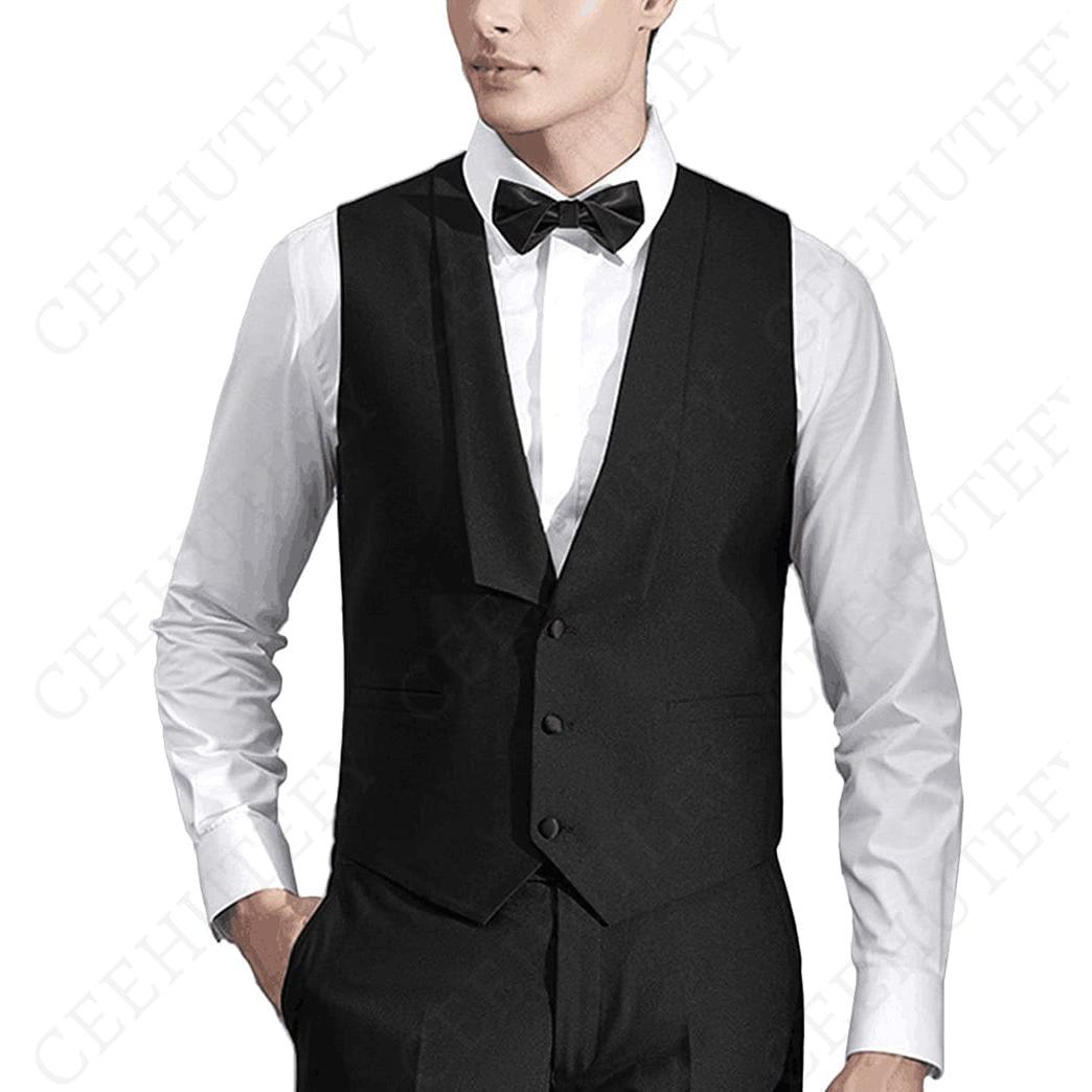 ceehuteey Classic Men's 3 Pieces Tailcoat Slim Fit Peak Lapel Tuxedos Swallow-Tailed Coat Groomsmen (Blazer+vest+Pants)