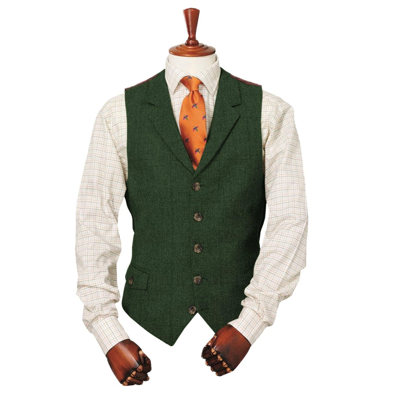 ceehuteey Copy of Men's Classic vintage Herringbone Notch Lapel Waistcoat
