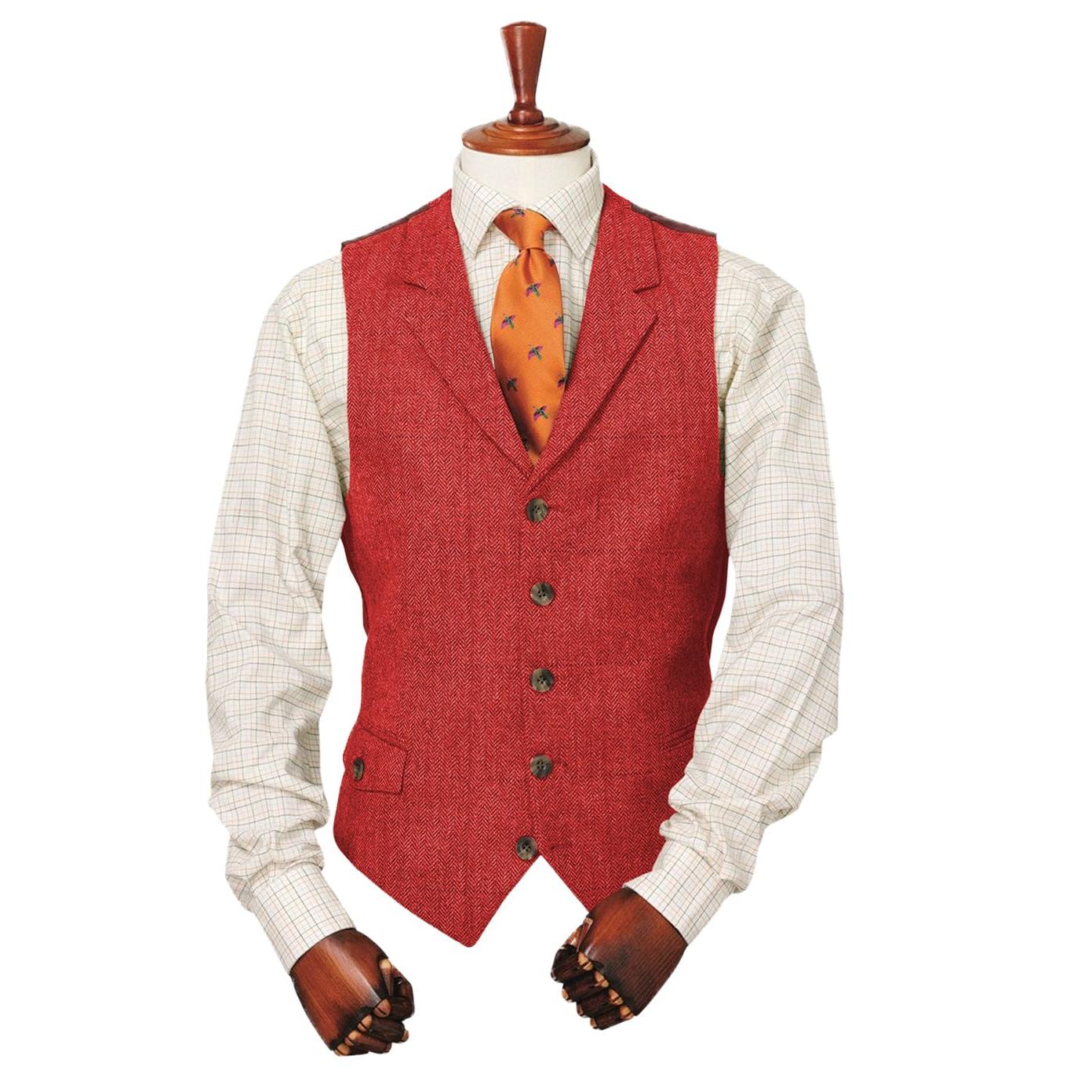 ceehuteey Copy of Men's Classic vintage Herringbone Notch Lapel Waistcoat