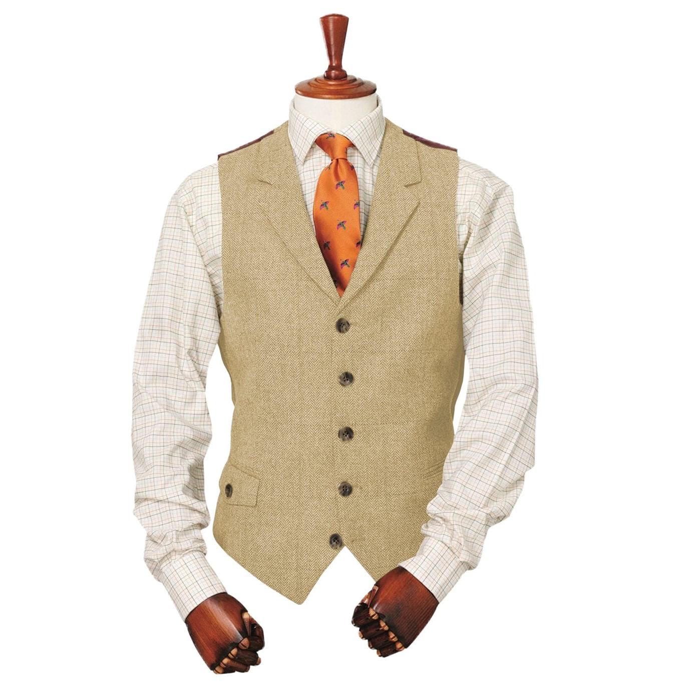 ceehuteey Copy of Men's Classic vintage Herringbone Notch Lapel Waistcoat