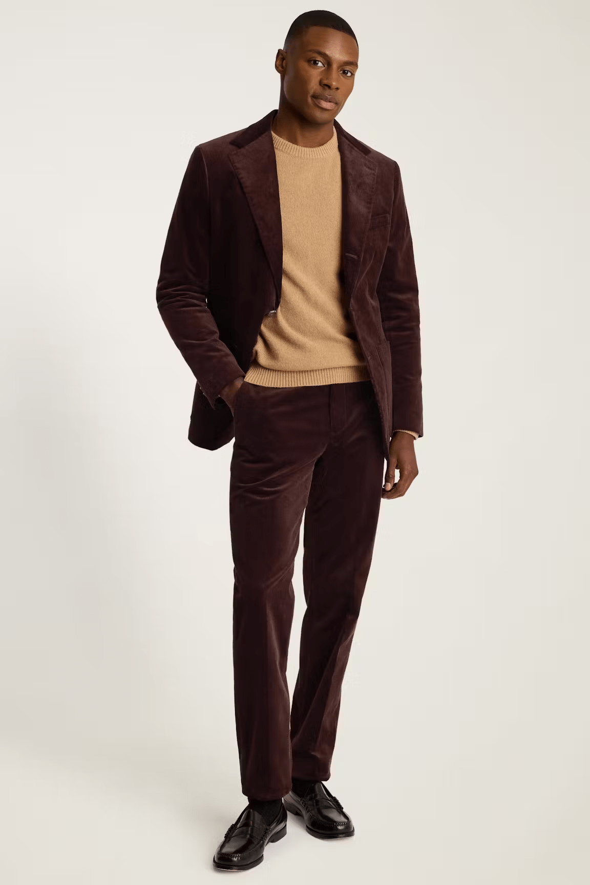 ceehuteey Corduroy Men's 2 Pieces Notch Lapel Fashion Regular Classic Fit Mens Suit Blazer (Blazer+Pants)