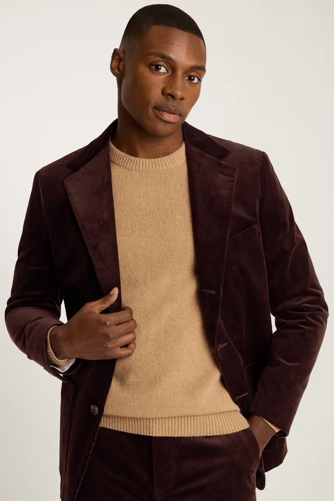 ceehuteey Corduroy Men's 2 Pieces Notch Lapel Fashion Regular Classic Fit Mens Suit Blazer (Blazer+Pants)