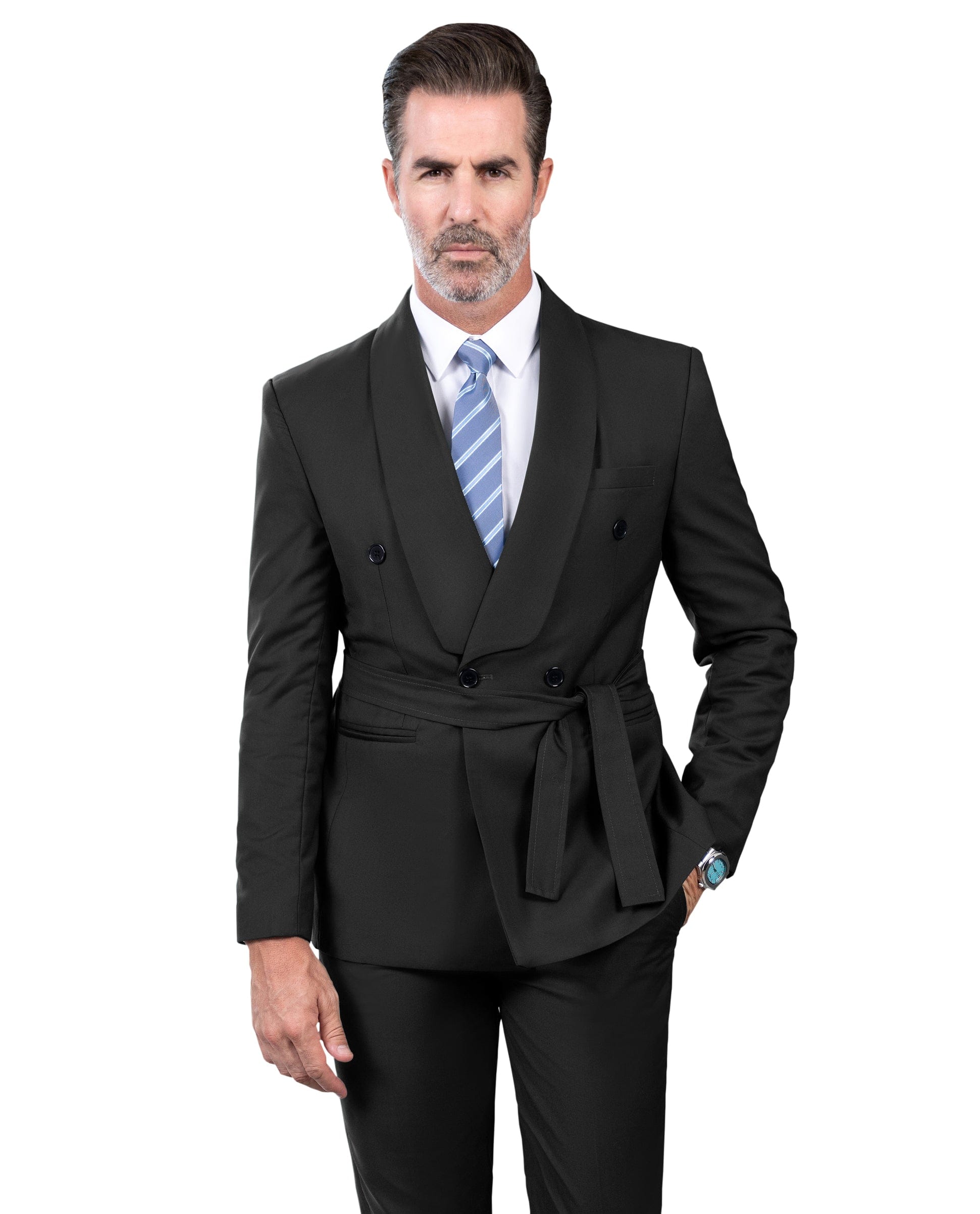 ceehuteey Fashion Casual Men's 2 Pieces Shawl Lapel Double Breasted Suit (Blazer+Pants)
