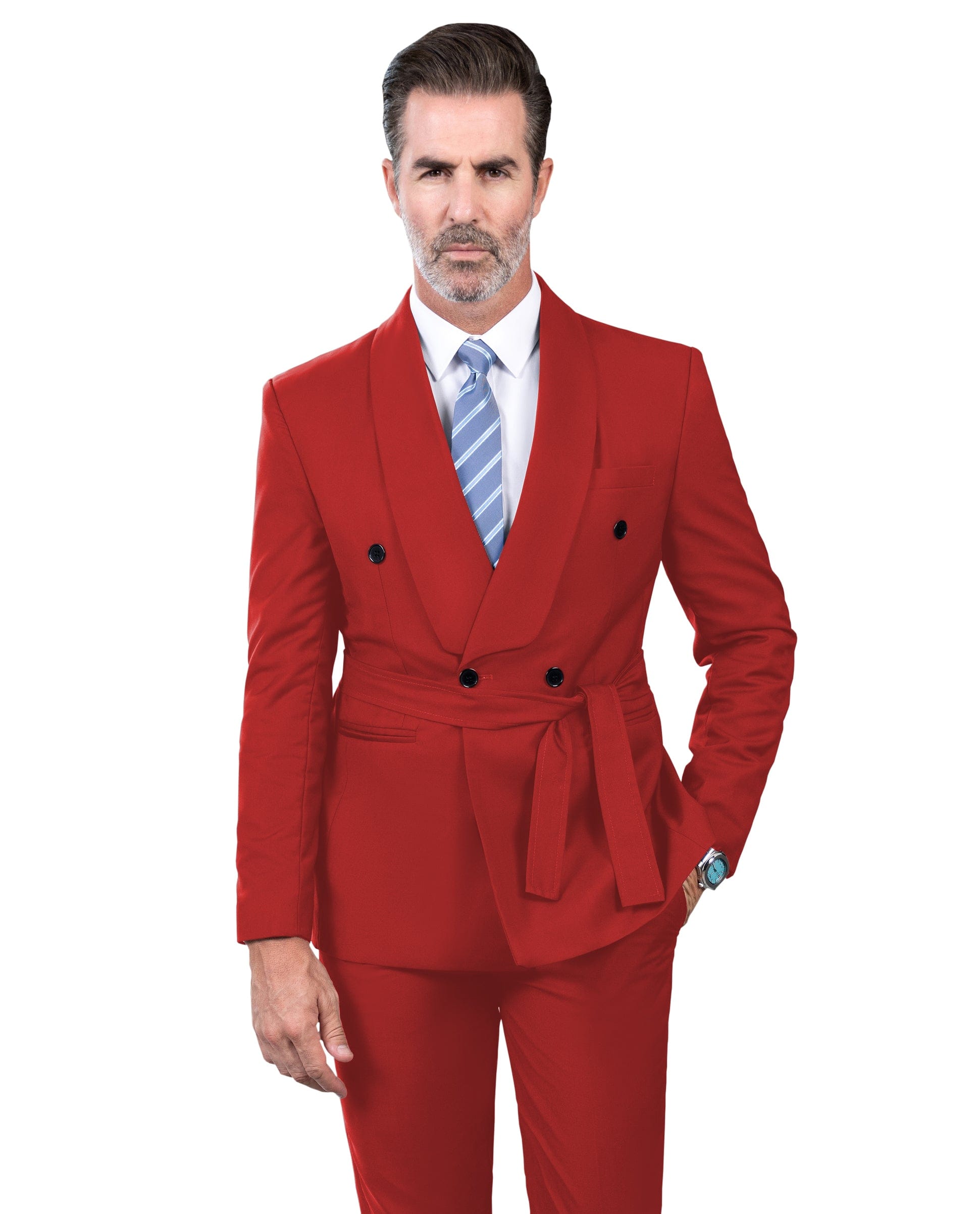 ceehuteey Fashion Casual Men's 2 Pieces Shawl Lapel Double Breasted Suit (Blazer+Pants)