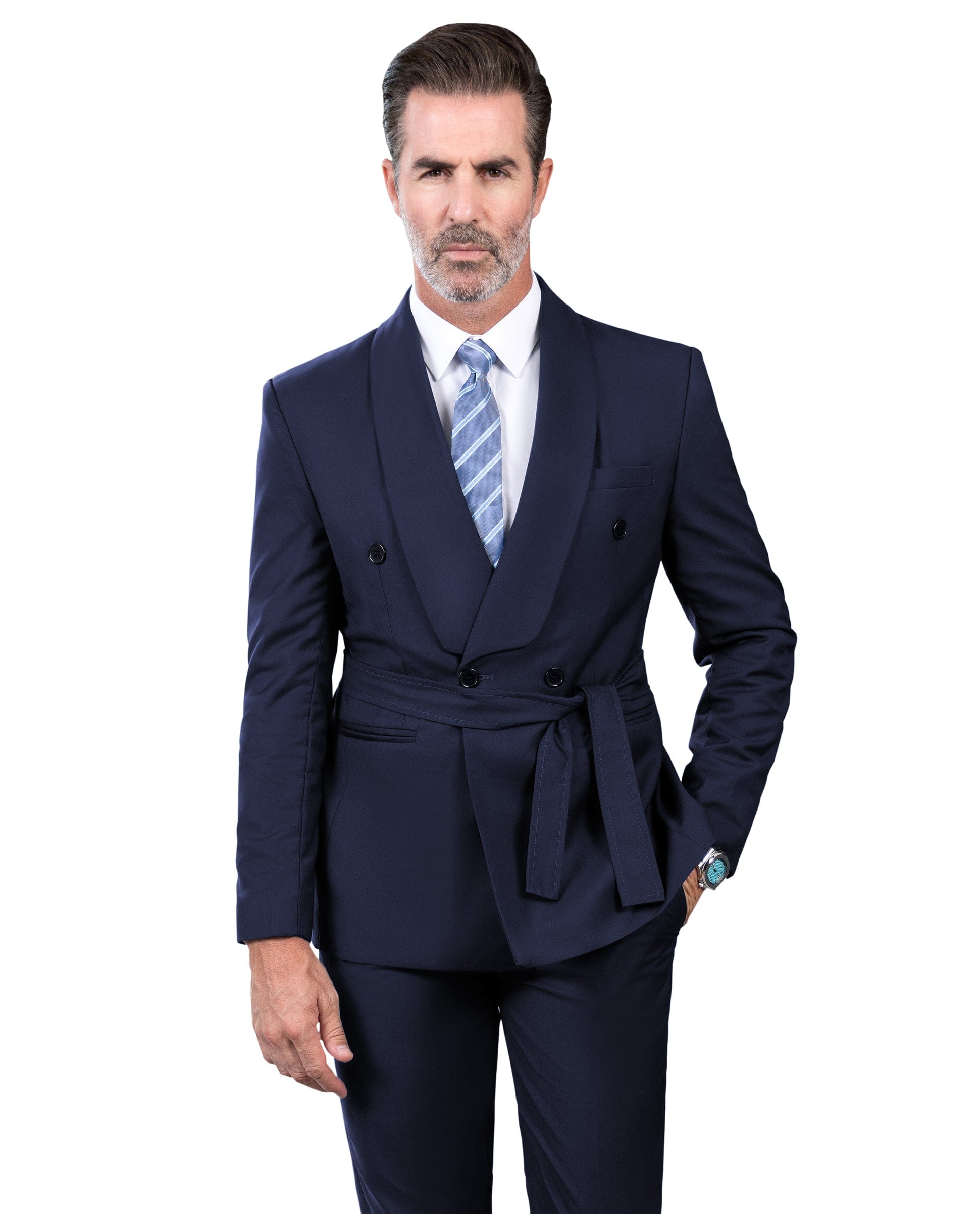 ceehuteey Fashion Casual Men's 2 Pieces Shawl Lapel Double Breasted Suit (Blazer+Pants)