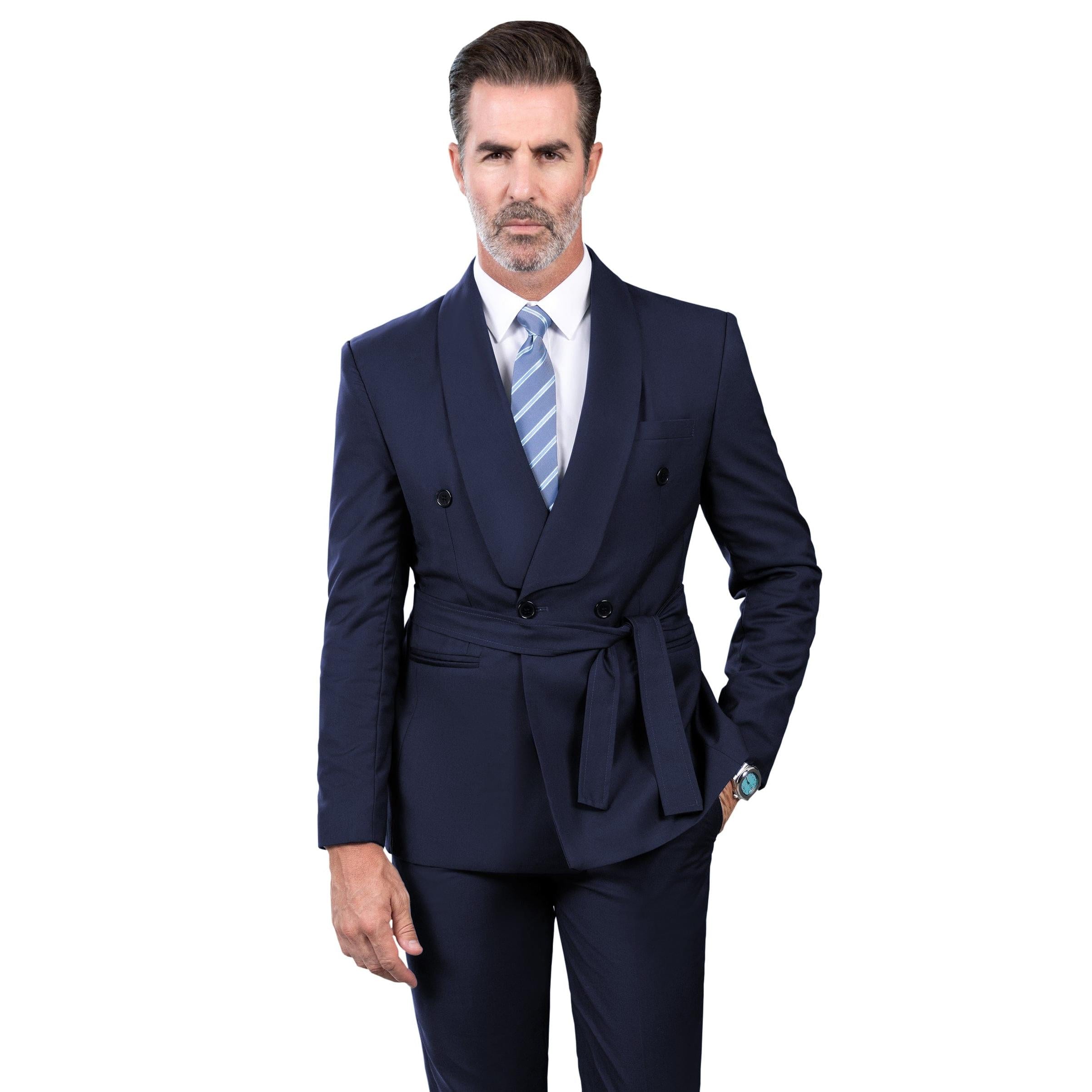 ceehuteey Fashion Casual Men's 2 Pieces Shawl Lapel Double Breasted Suit (Blazer+Pants)