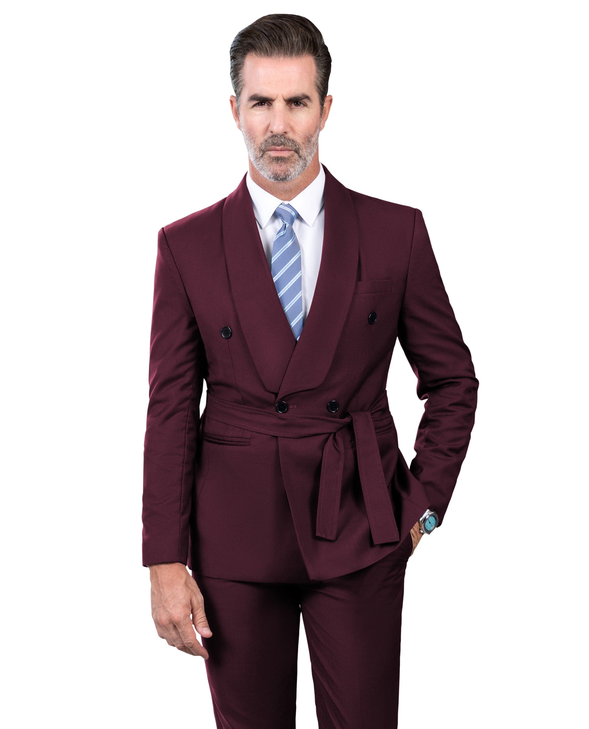 ceehuteey Fashion Casual Men's 2 Pieces Shawl Lapel Double Breasted Suit (Blazer+Pants)