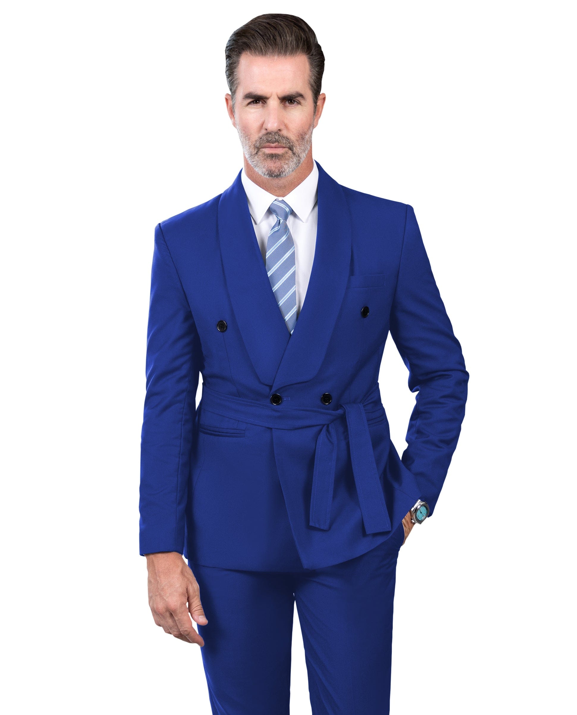 ceehuteey Fashion Casual Men's 2 Pieces Shawl Lapel Double Breasted Suit (Blazer+Pants)