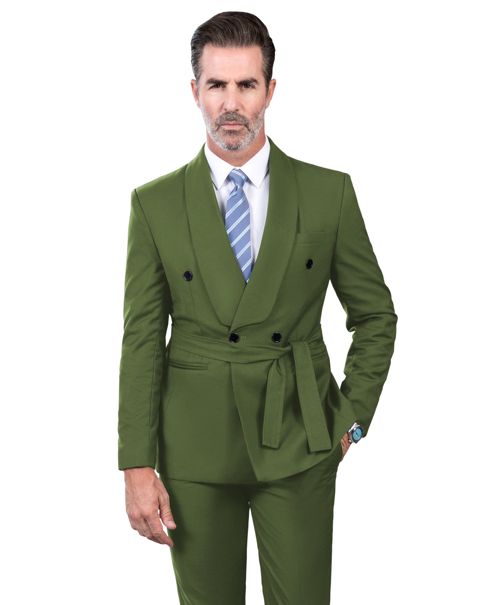 ceehuteey Fashion Casual Men's 2 Pieces Shawl Lapel Double Breasted Suit (Blazer+Pants)