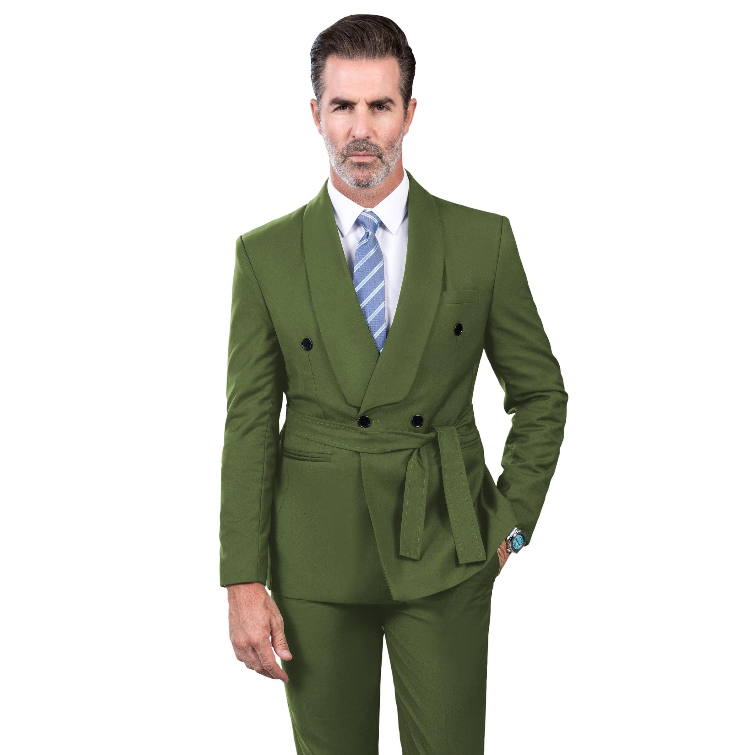 ceehuteey Fashion Casual Men's 2 Pieces Shawl Lapel Double Breasted Suit (Blazer+Pants)