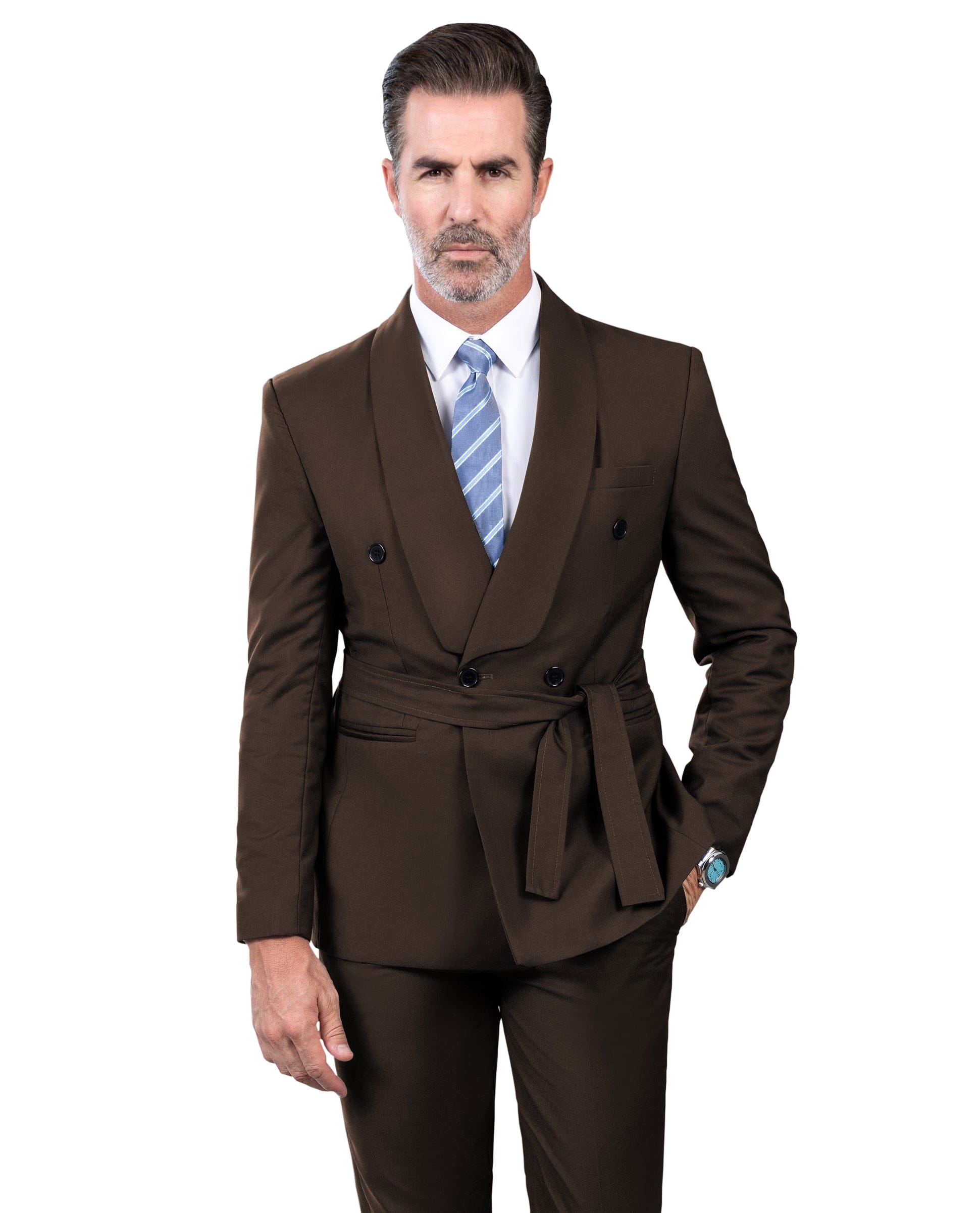 ceehuteey Fashion Casual Men's 2 Pieces Shawl Lapel Double Breasted Suit (Blazer+Pants)