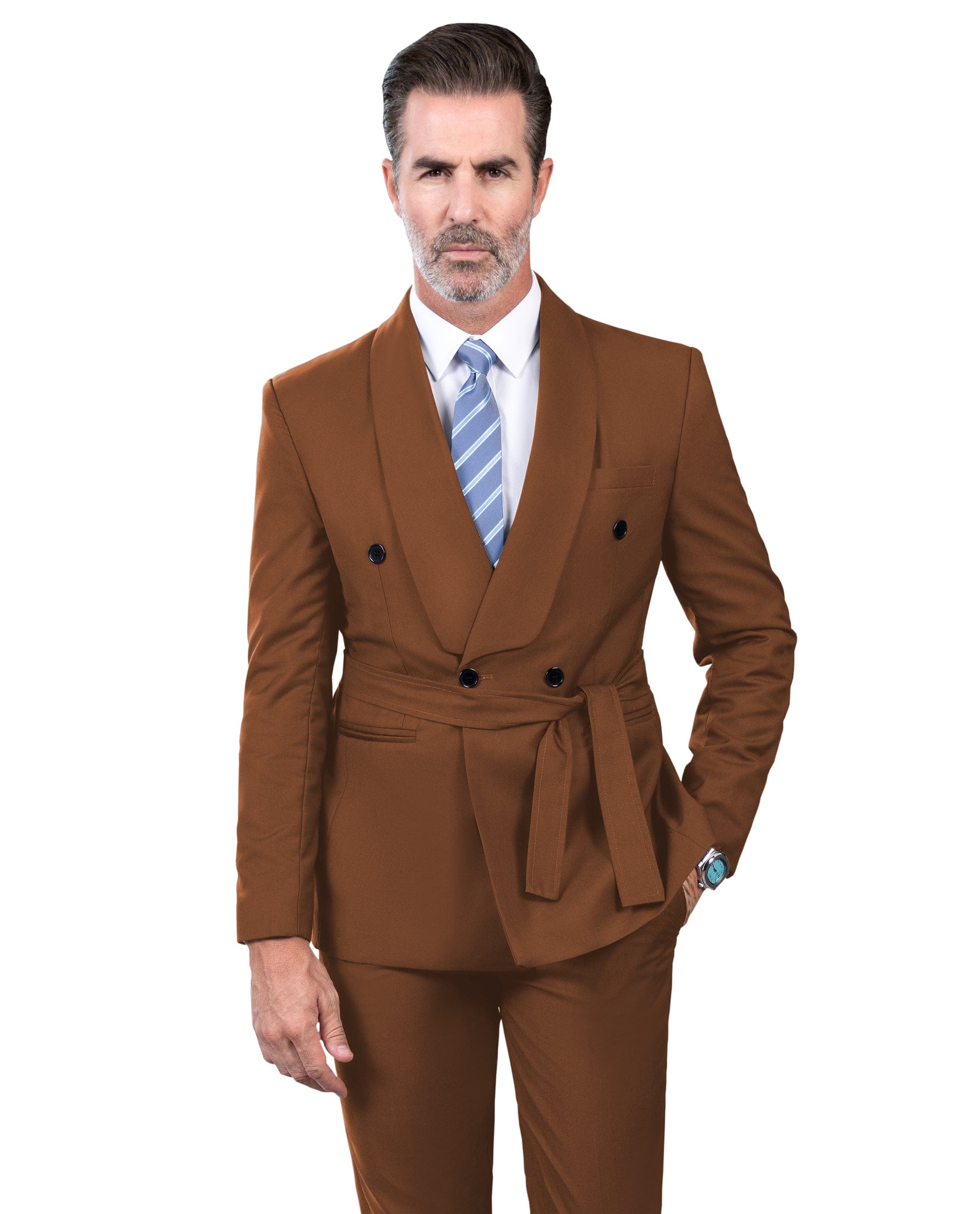 ceehuteey Fashion Casual Men's 2 Pieces Shawl Lapel Double Breasted Suit (Blazer+Pants)