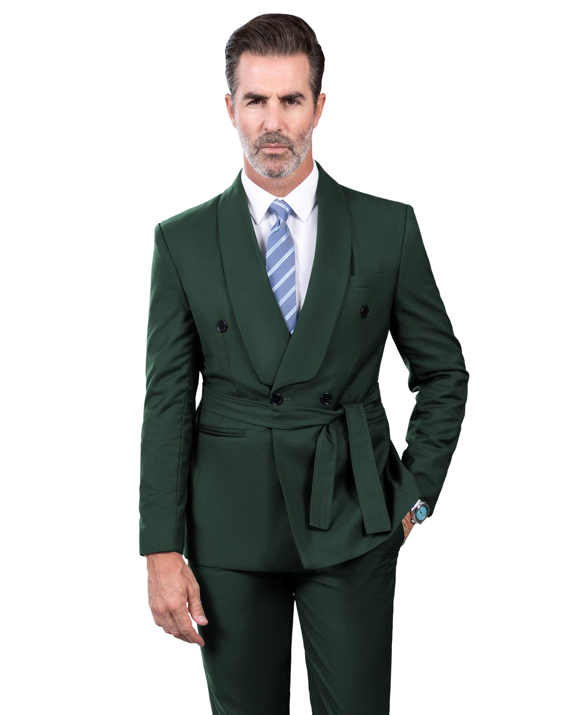 ceehuteey Fashion Casual Men's 2 Pieces Shawl Lapel Double Breasted Suit (Blazer+Pants)