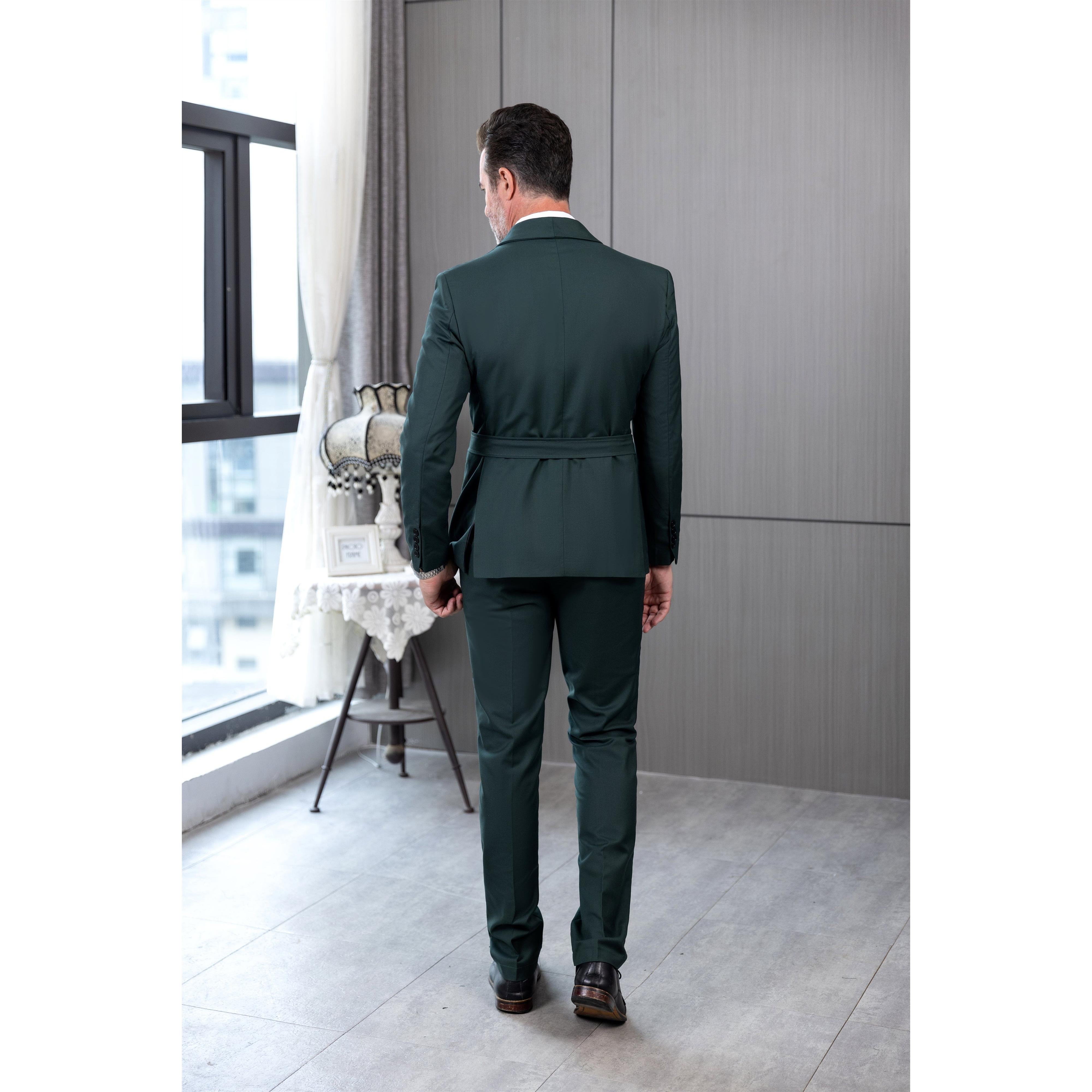 ceehuteey Fashion Casual Men's 2 Pieces Shawl Lapel Double Breasted Suit (Blazer+Pants)