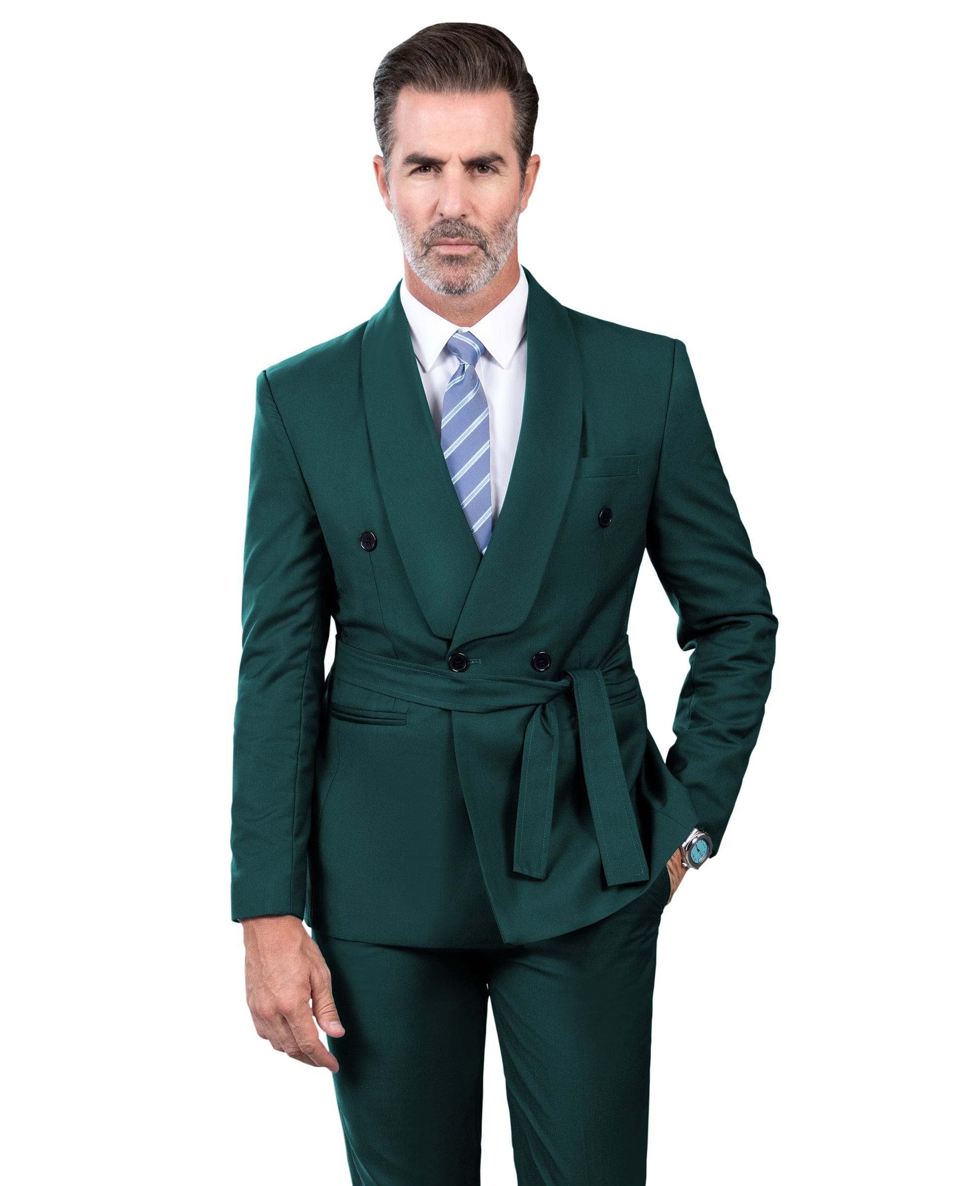 ceehuteey Fashion Casual Men's 2 Pieces Shawl Lapel Double Breasted Suit (Blazer+Pants)
