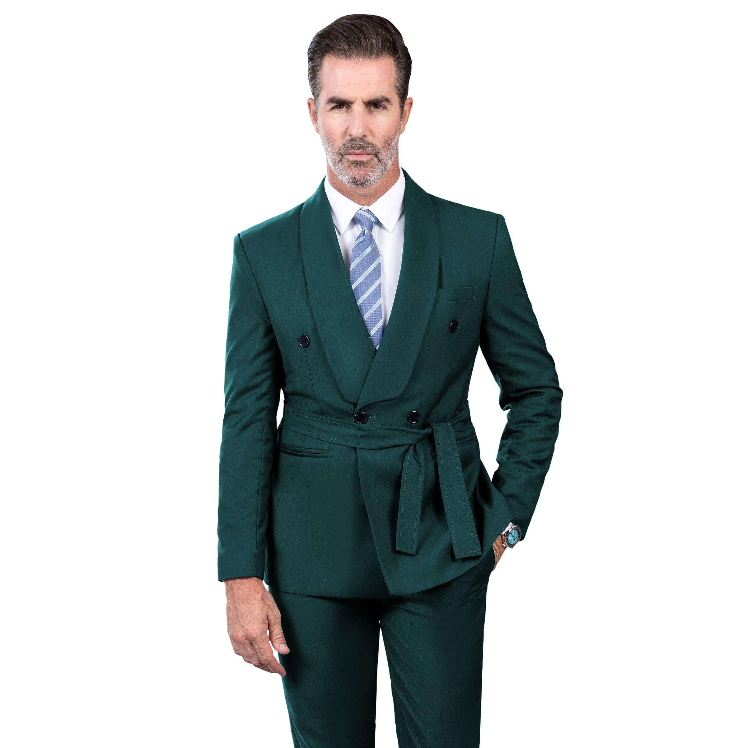 ceehuteey Fashion Casual Men's 2 Pieces Shawl Lapel Double Breasted Suit (Blazer+Pants)