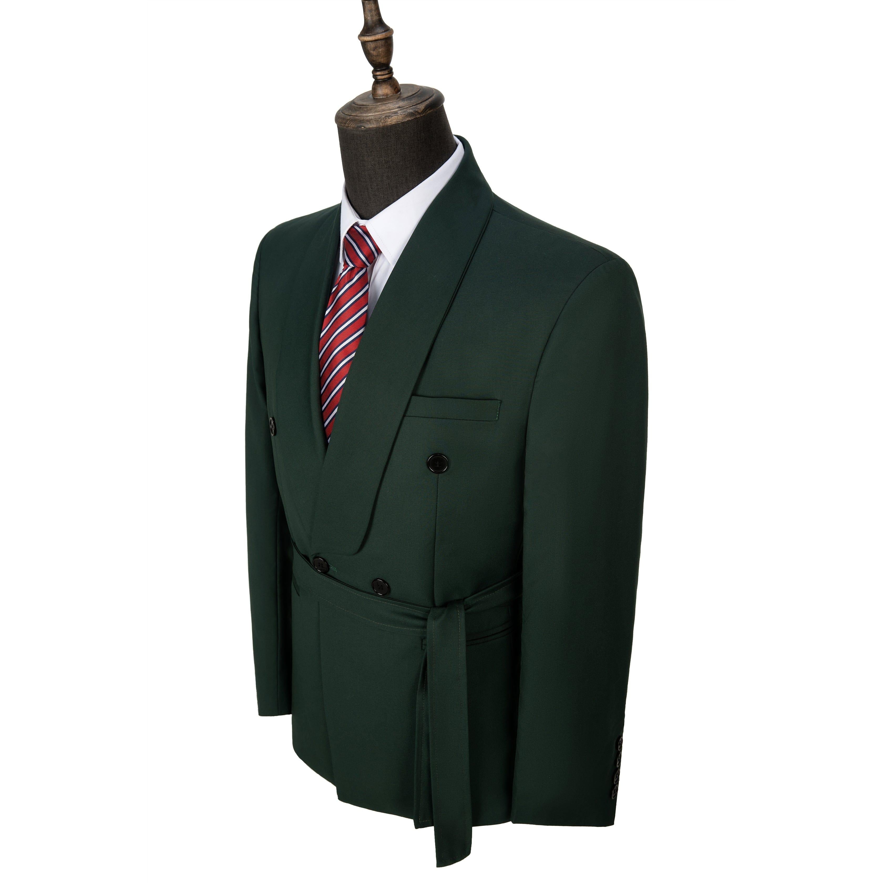 ceehuteey Fashion Casual Men's 2 Pieces Shawl Lapel Double Breasted Suit (Blazer+Pants)