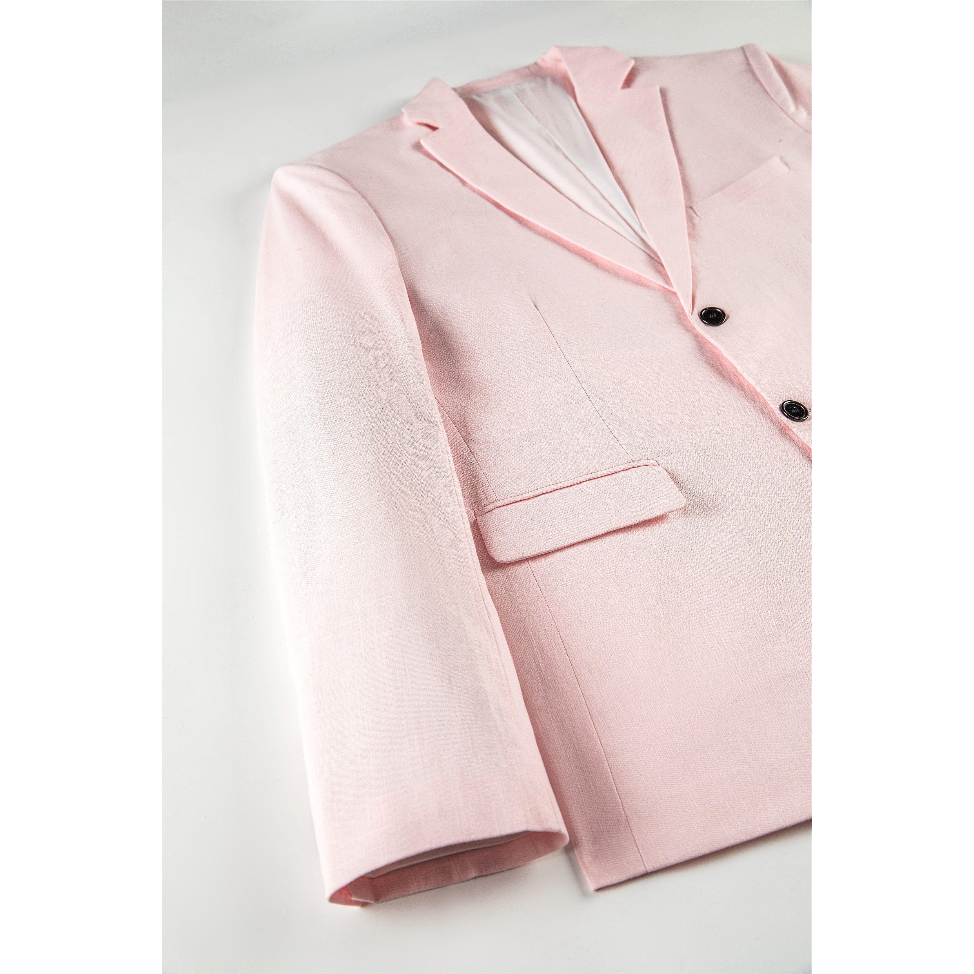 ceehuteey Fashion Formal Men's Linen Regular Notch Lapel Blazer