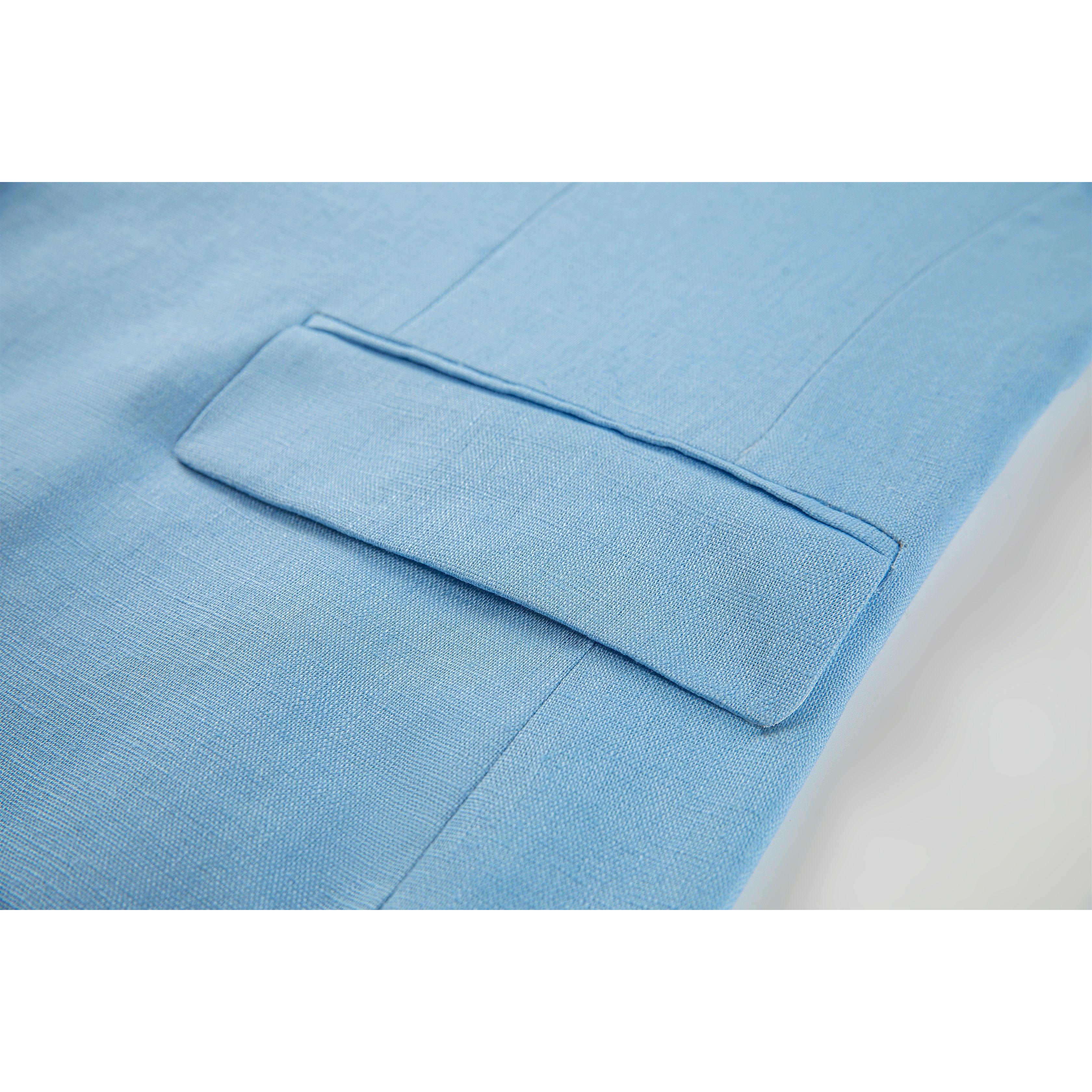 ceehuteey Fashion Formal Men's Linen Regular Notch Lapel Blazer