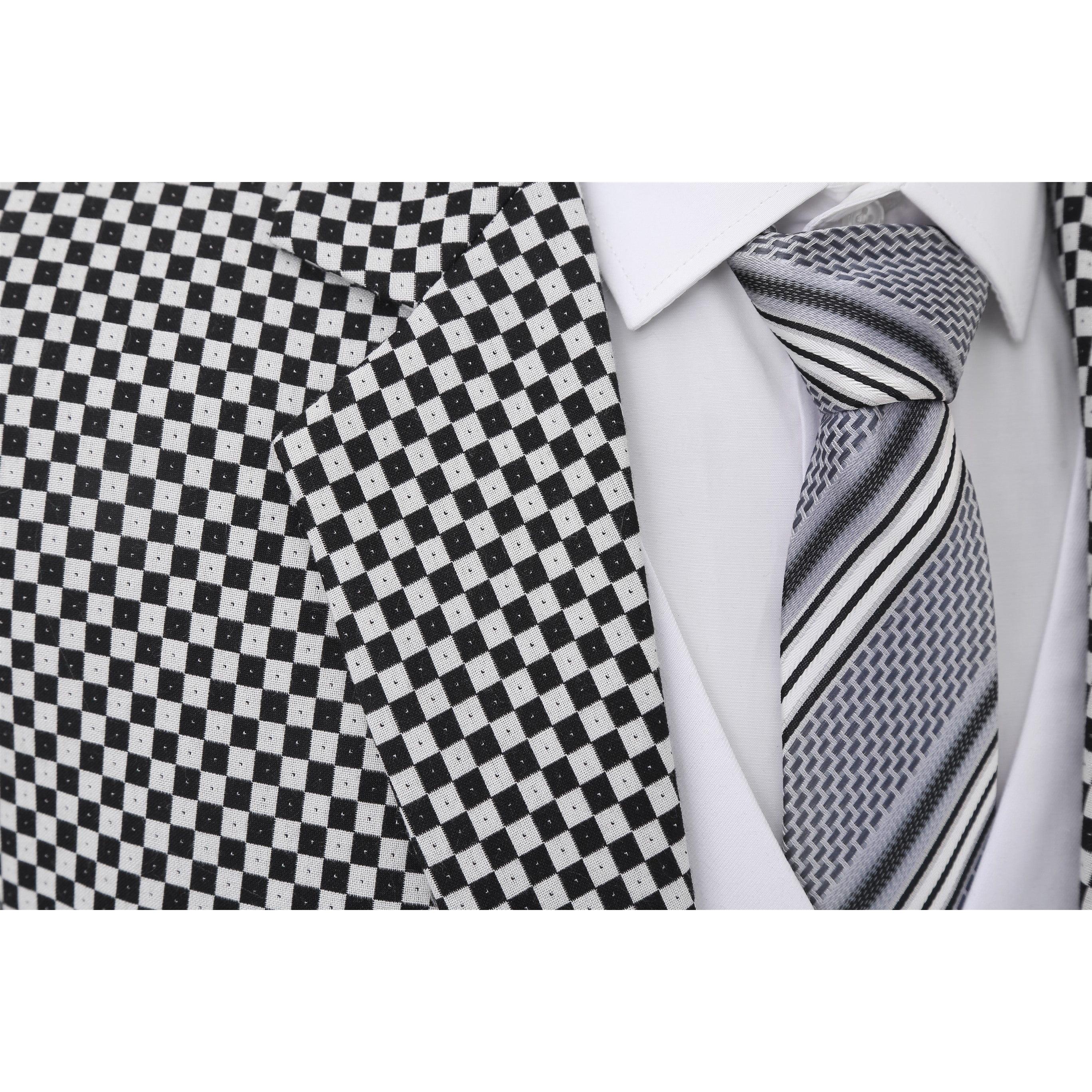 ceehuteey Fashion Men's 3 Pieces Tweed Plaid Notch Lapel Suit Men for Wedding Or Party (Blazer+vest+Pants)