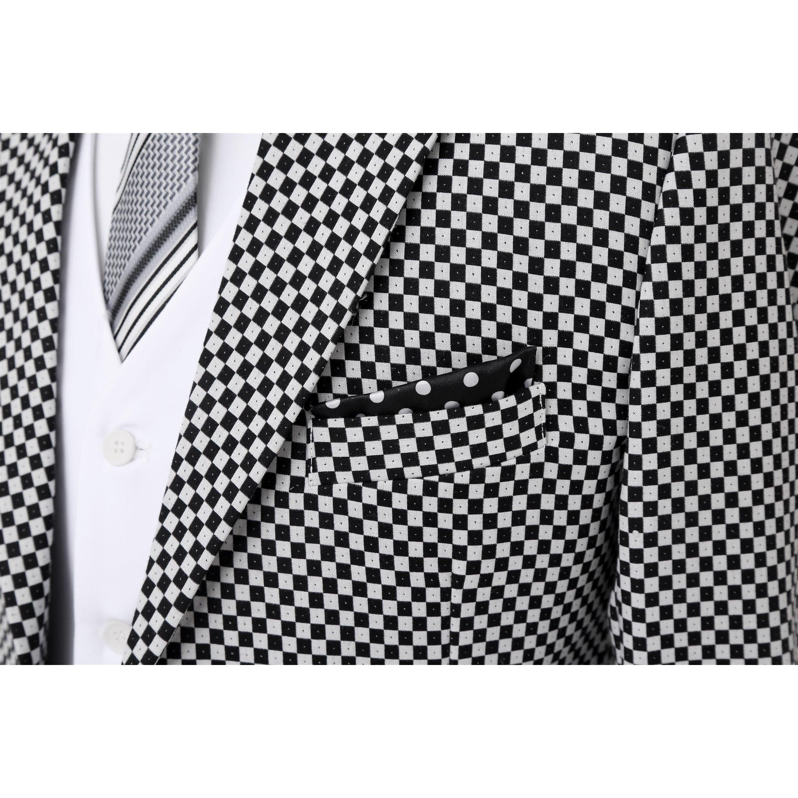 ceehuteey Fashion Men's 3 Pieces Tweed Plaid Notch Lapel Suit Men for Wedding Or Party (Blazer+vest+Pants)