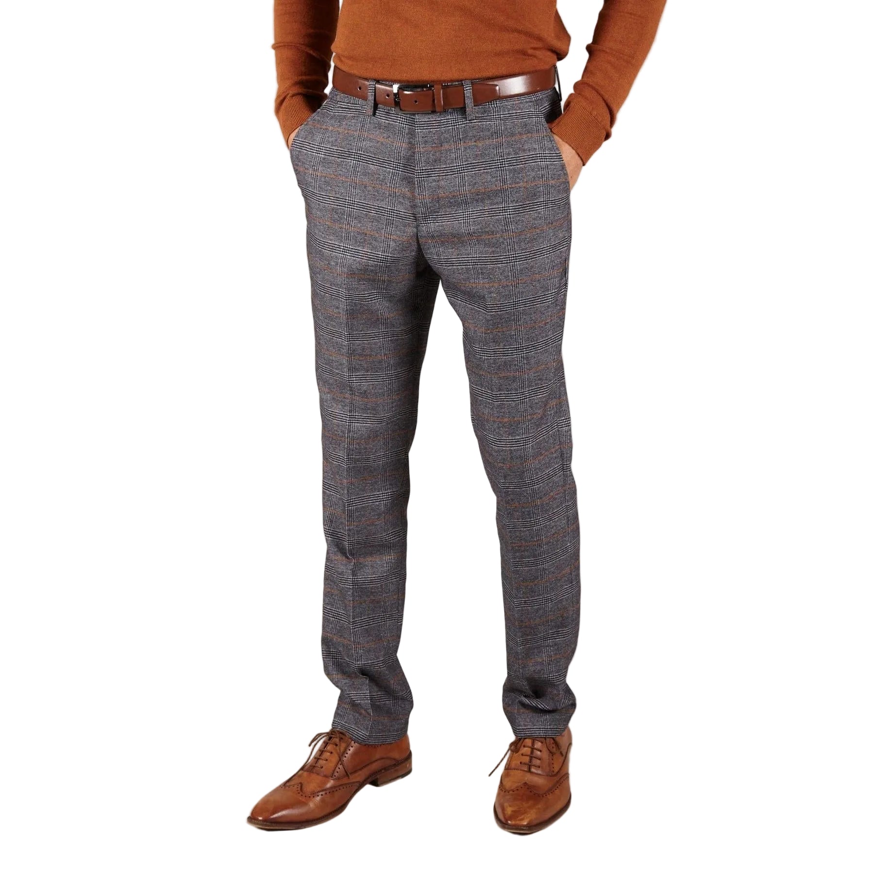 ceehuteey Fashionable Men's 3 piece Plaid Notch Lapel Double Breasted British style Multiple Occasions suits (Blazer+vest+Pants)