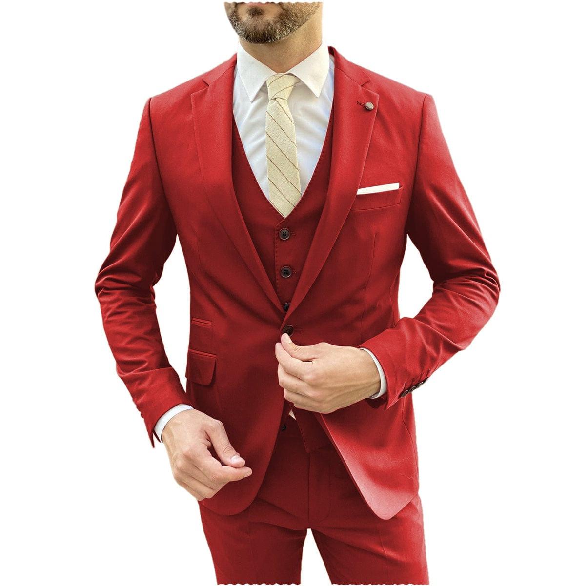 ceehuteey Flat Notch Lapel 3 Pieces Mens Suit (Blazer+vest+Pants)