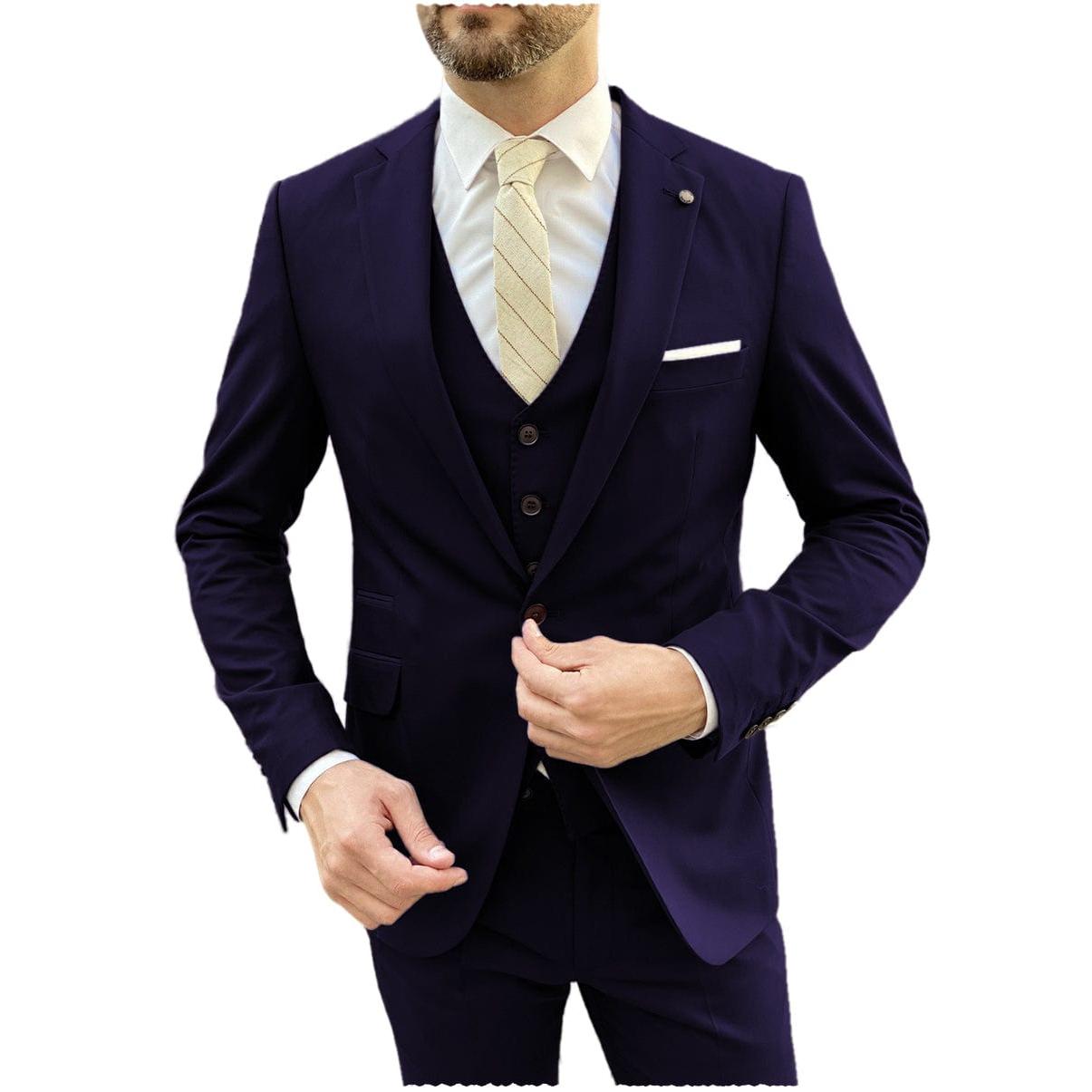 ceehuteey Flat Notch Lapel 3 Pieces Mens Suit (Blazer+vest+Pants)