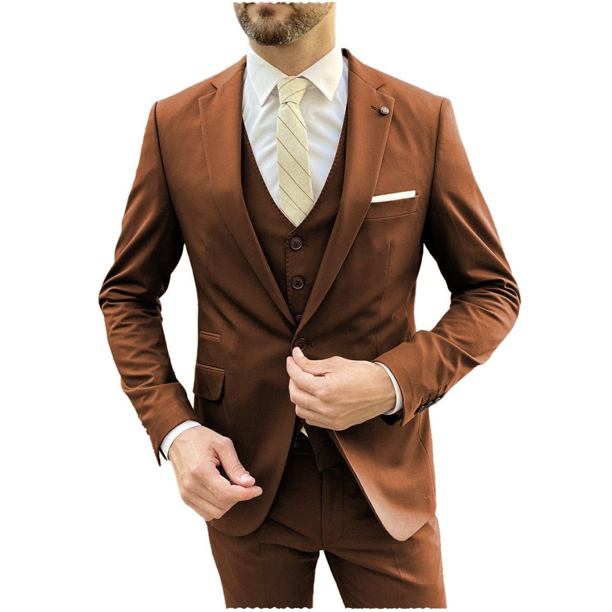 ceehuteey Flat Notch Lapel 3 Pieces Mens Suit (Blazer+vest+Pants)
