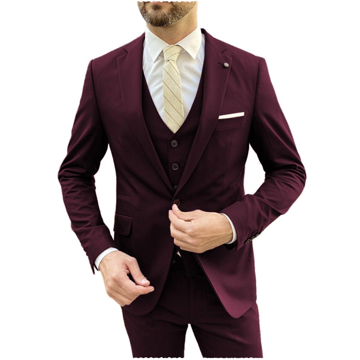 ceehuteey Flat Notch Lapel 3 Pieces Mens Suit (Blazer+vest+Pants)