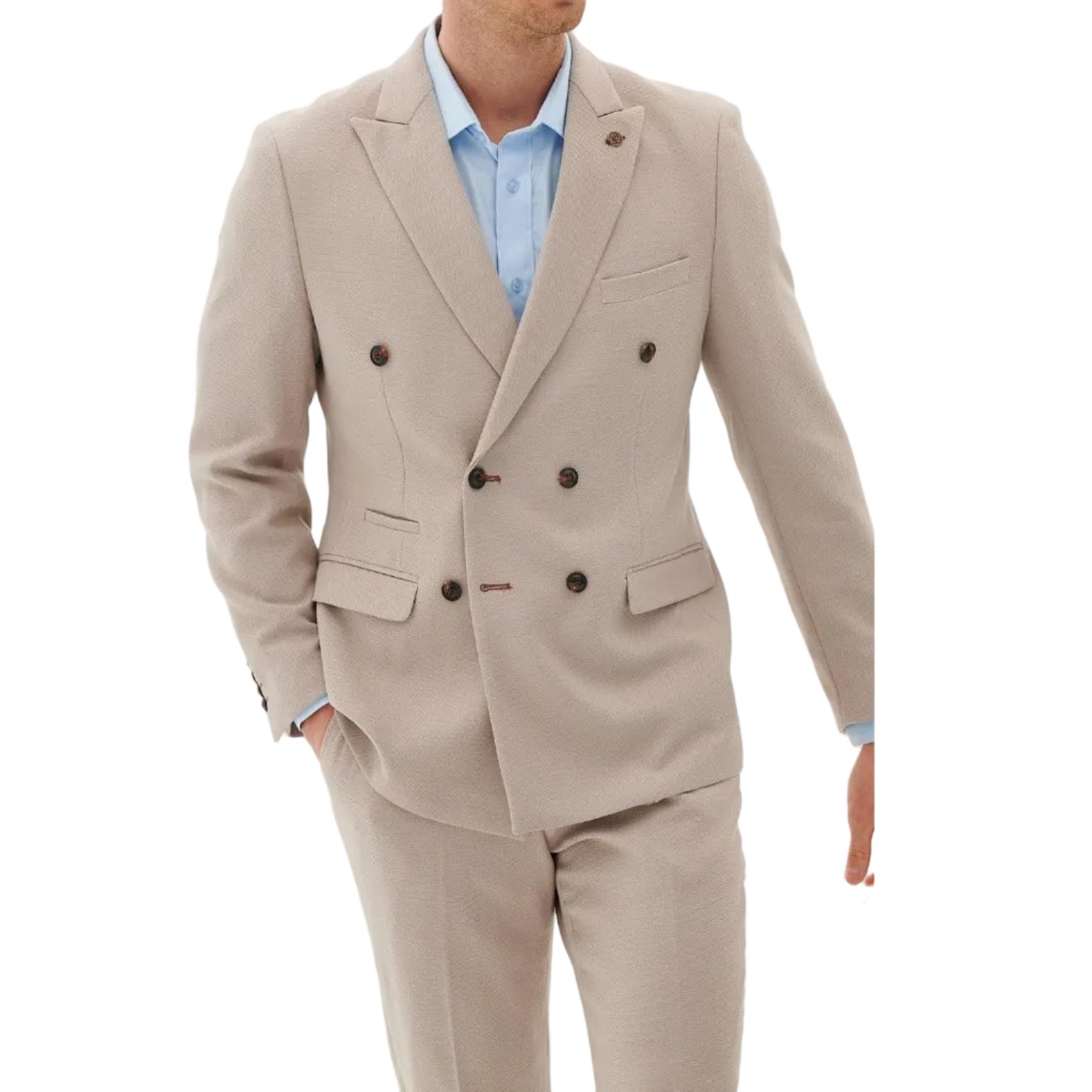 ceehuteey Formal Fashion Handsome Beige Men's Suit Double Breasted 2 Piece Business Tuxedos (Blazer+Pants)