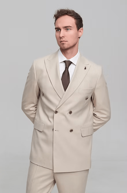 ceehuteey Formal Fashion Handsome Men's Suit Double Breasted 2 Piece Business Tuxedos (Blazer+Pants)