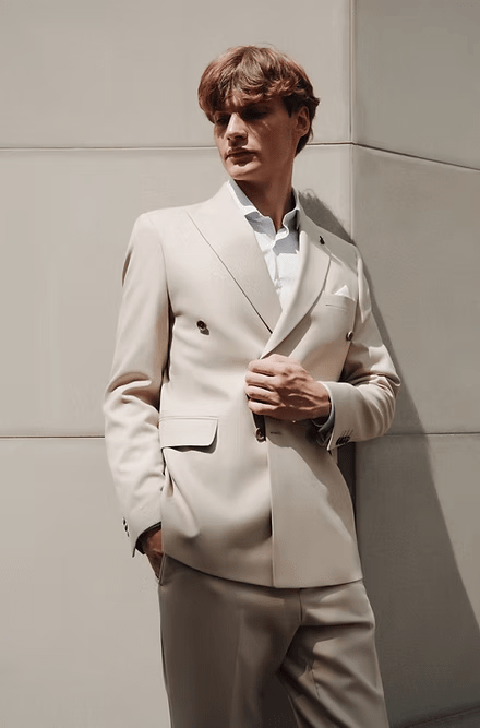 ceehuteey Formal Fashion Handsome Men's Suit Double Breasted 2 Piece Business Tuxedos (Blazer+Pants)