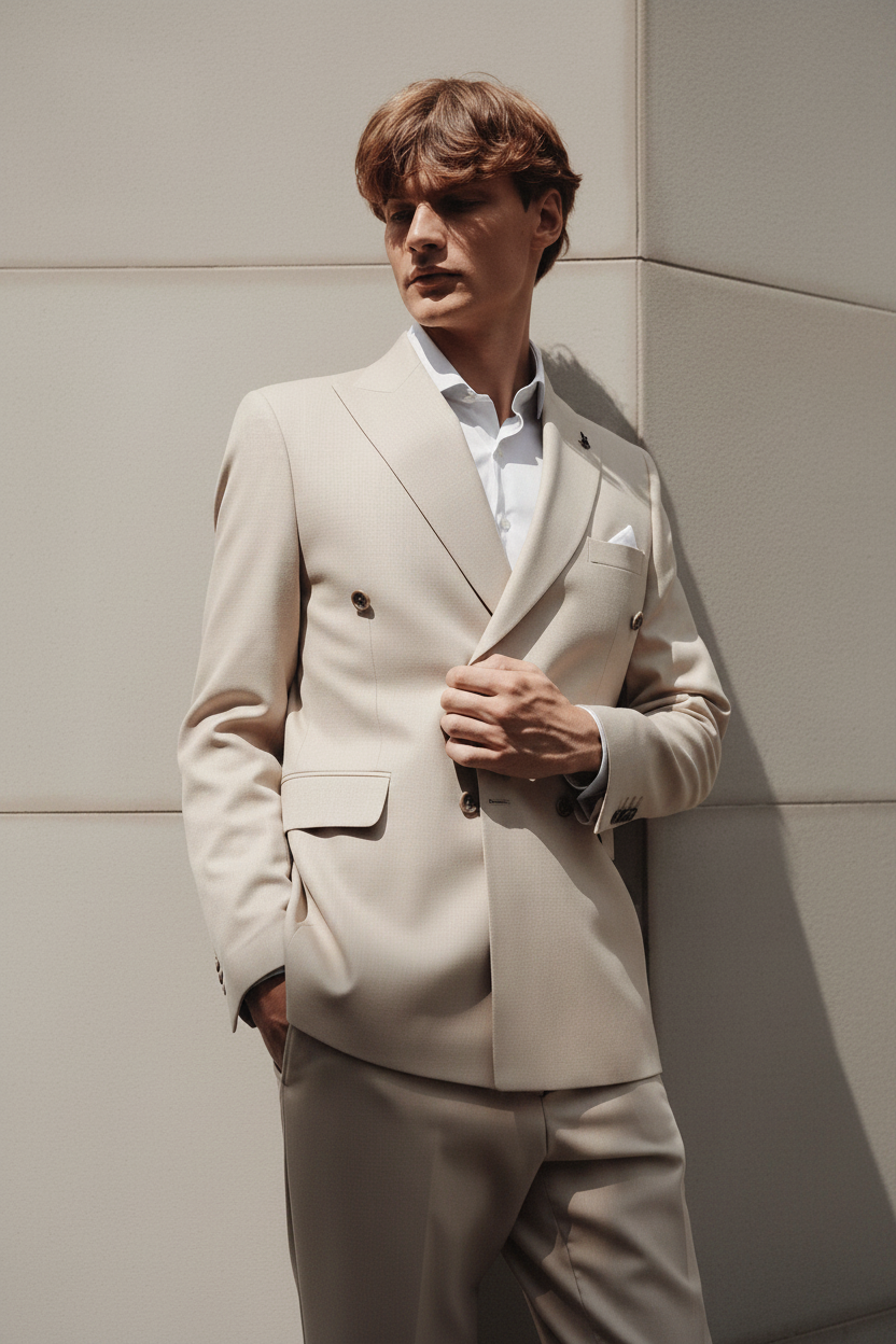 ceehuteey Formal Fashion Handsome Men's Suit Double Breasted 2 Piece Business Tuxedos (Blazer+Pants)