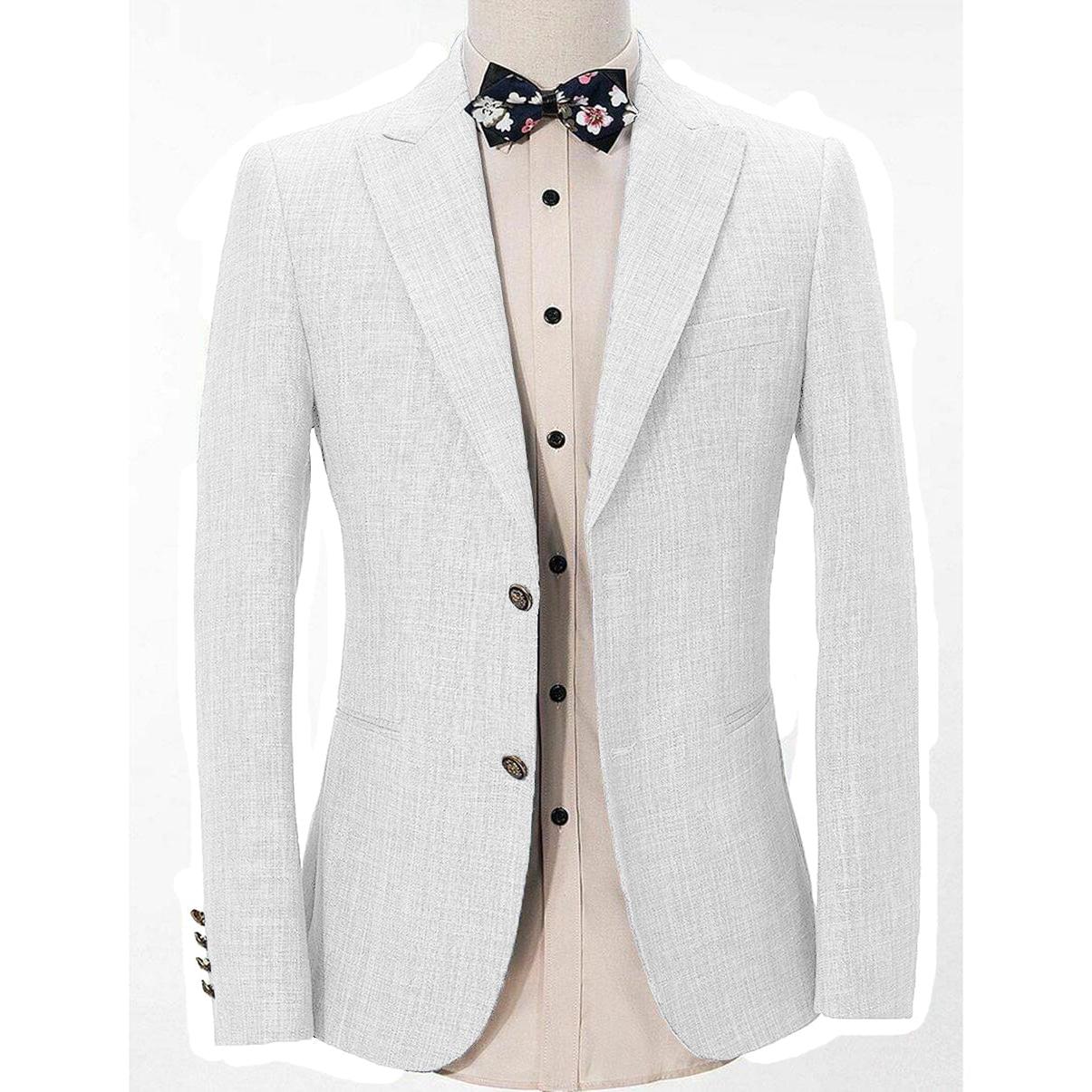 ceehuteey Formal Linen Men's Regular Peak Lapel Blazer