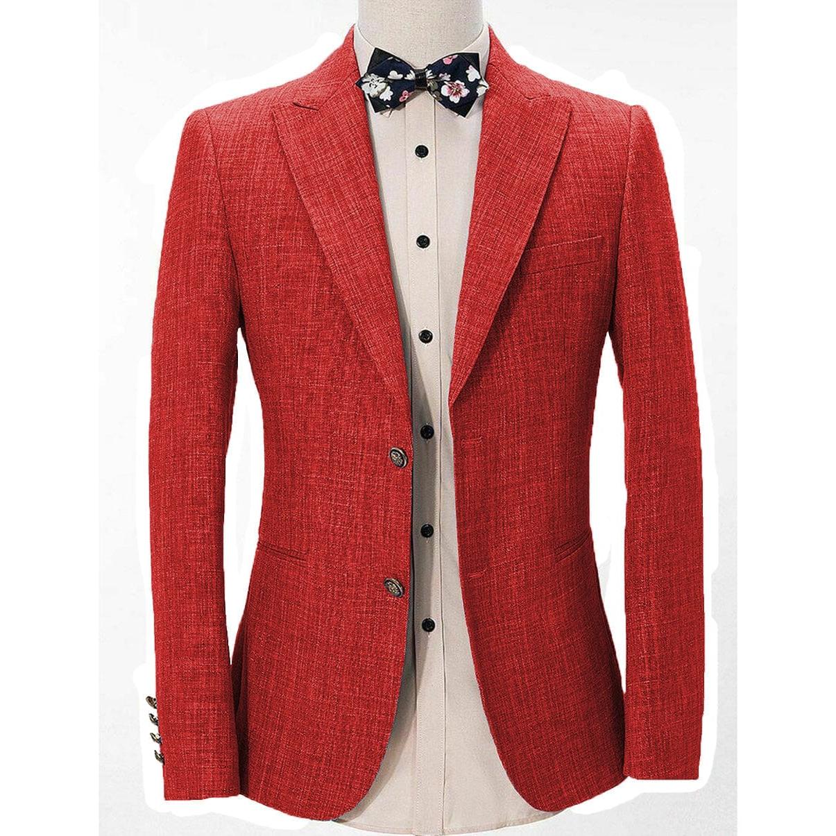 ceehuteey Formal Linen Men's Regular Peak Lapel Blazer