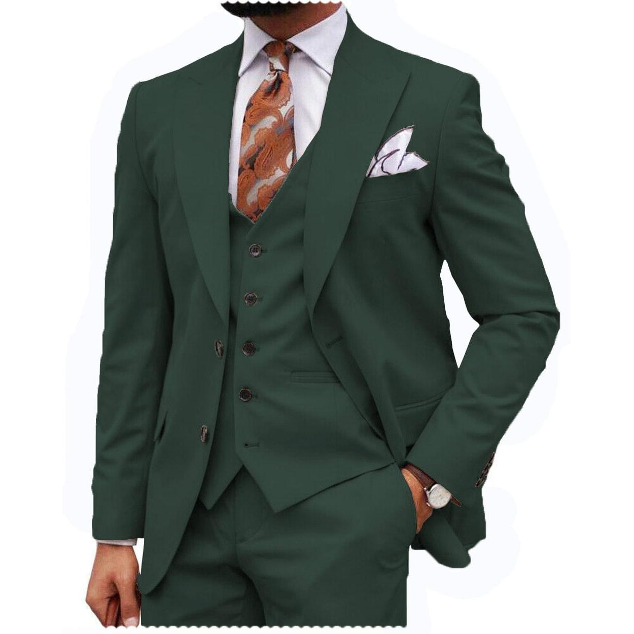 ceehuteey Formal Men's 3 Piece Regular Fit Peak Lapel Men's Express Suit (Blazer+Vest+Pants)