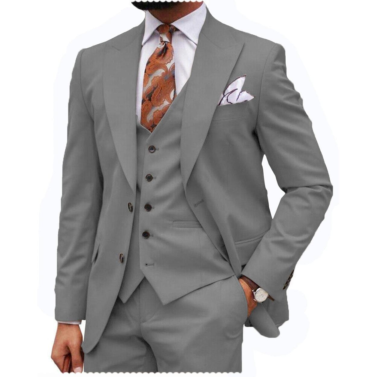 ceehuteey Formal Men's 3 Piece Regular Fit Peak Lapel Men's Express Suit (Blazer+Vest+Pants)