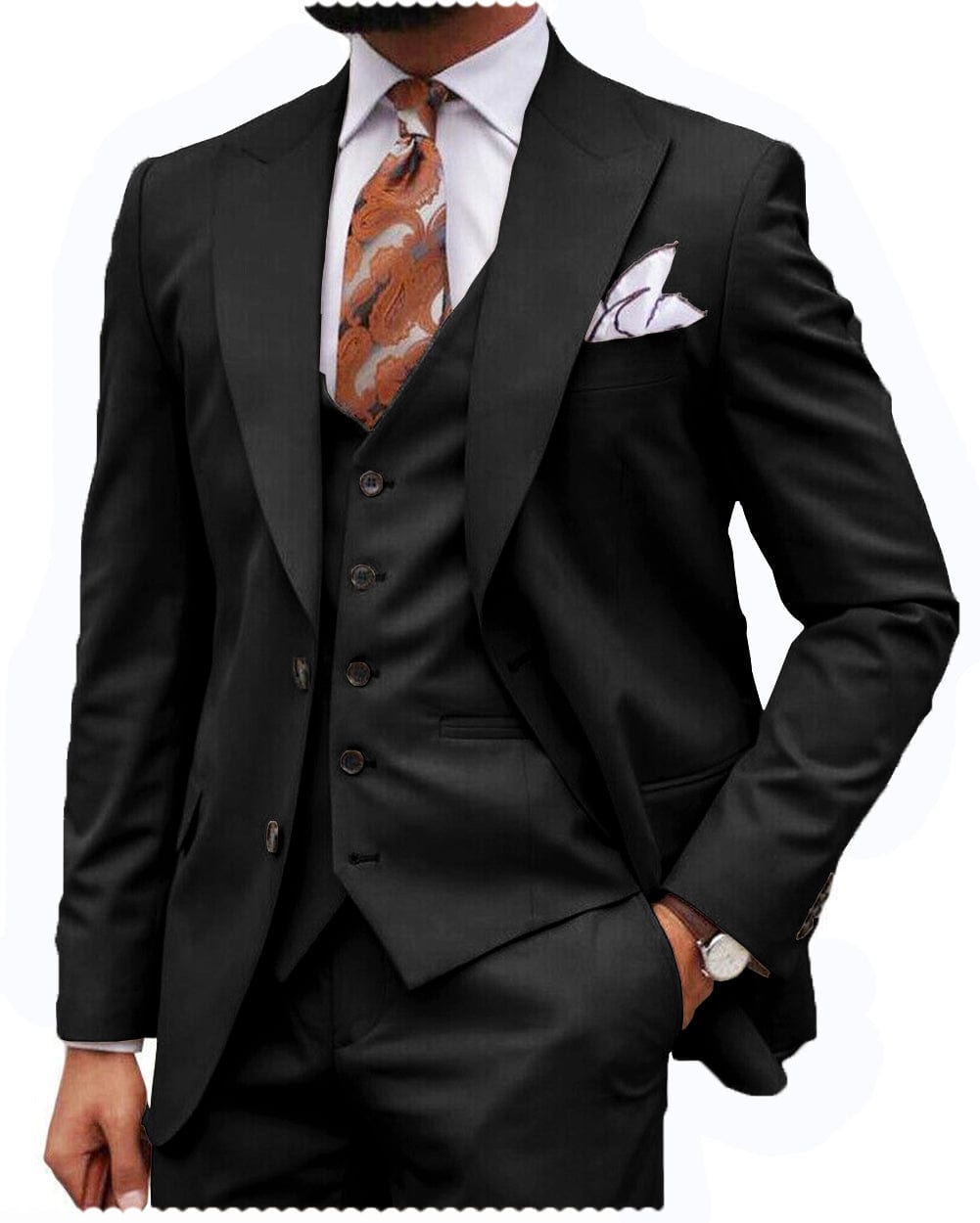 ceehuteey Formal Men's 3 Piece Regular Fit Peak Lapel Men's Express Suit (Blazer+Vest+Pants)