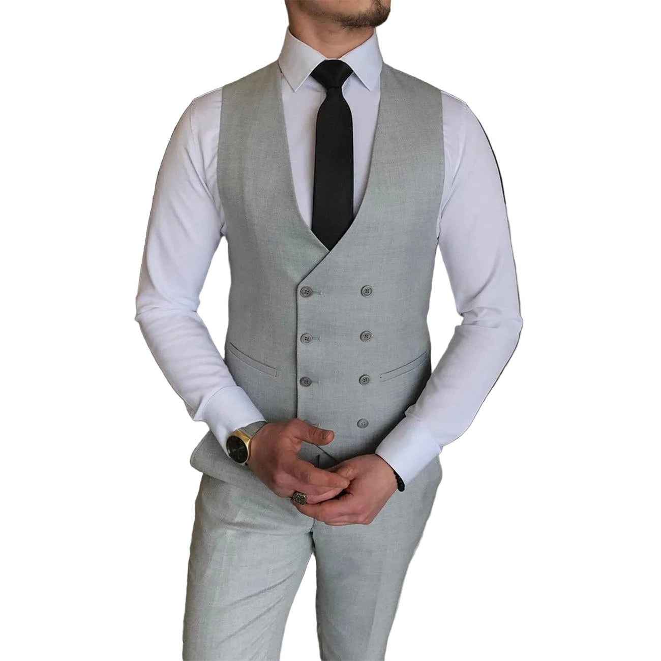 ceehuteey Formal Men's 3 Pieces Flat Peak Lapel Tuxedos For Wedding (Blazer+vest+Pants)